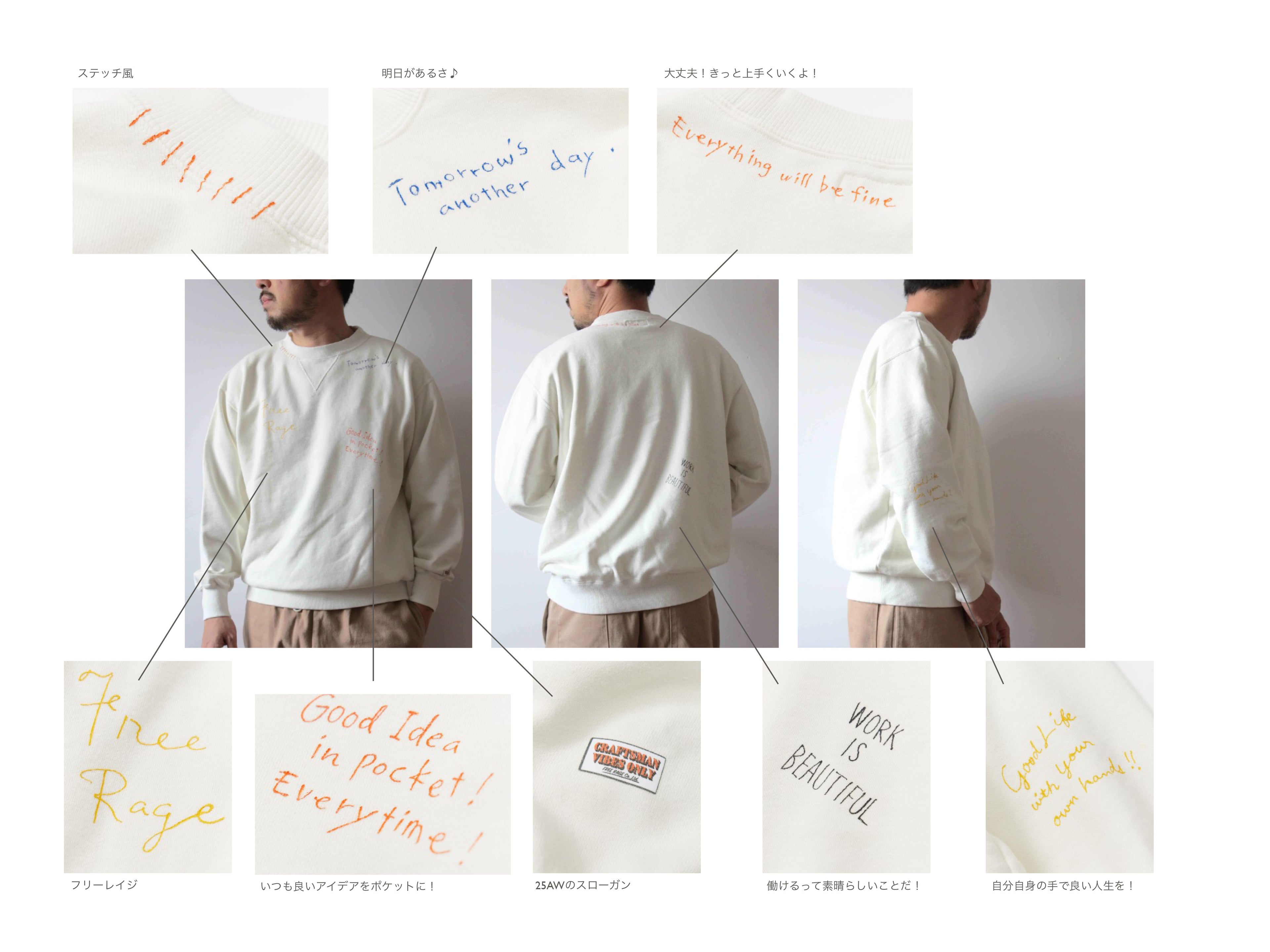 クラシッククルースウェット -Hand Paint-/CRAFTSMAN VIBES ONLY