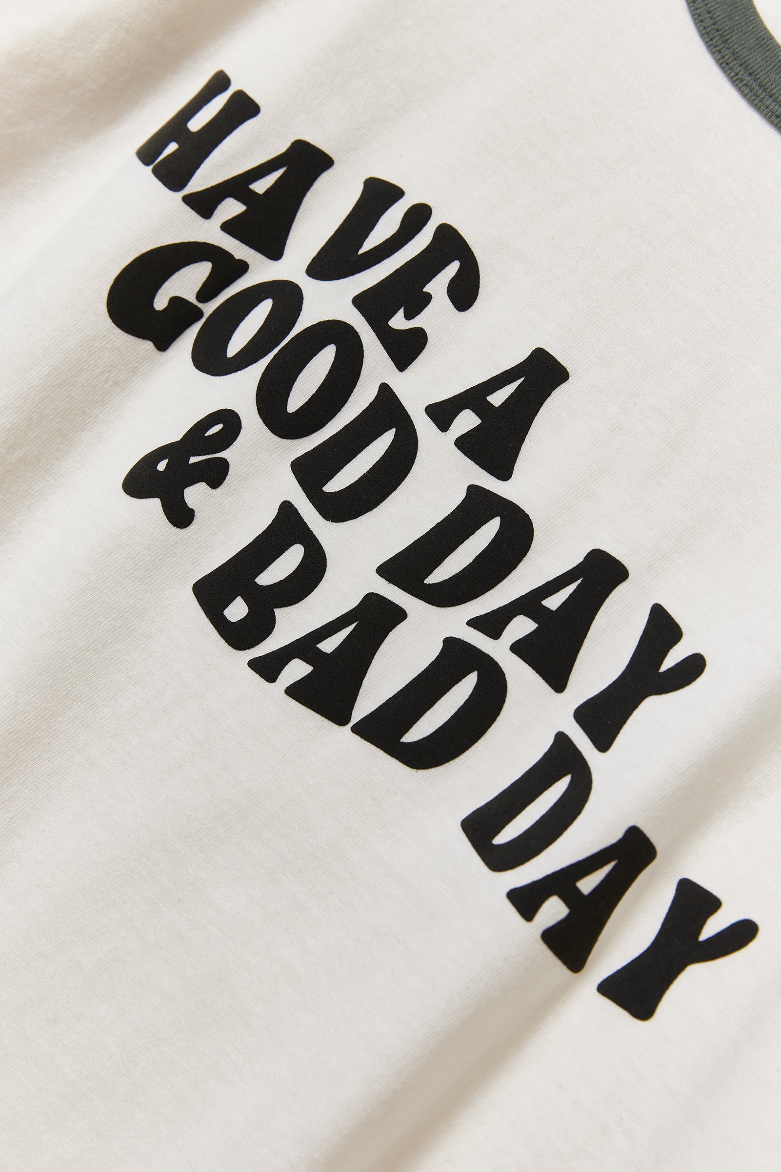 &quot;HAVE A GOOD DAY &amp; BAD DAY&quot; リサイクルコットンリンガーTee