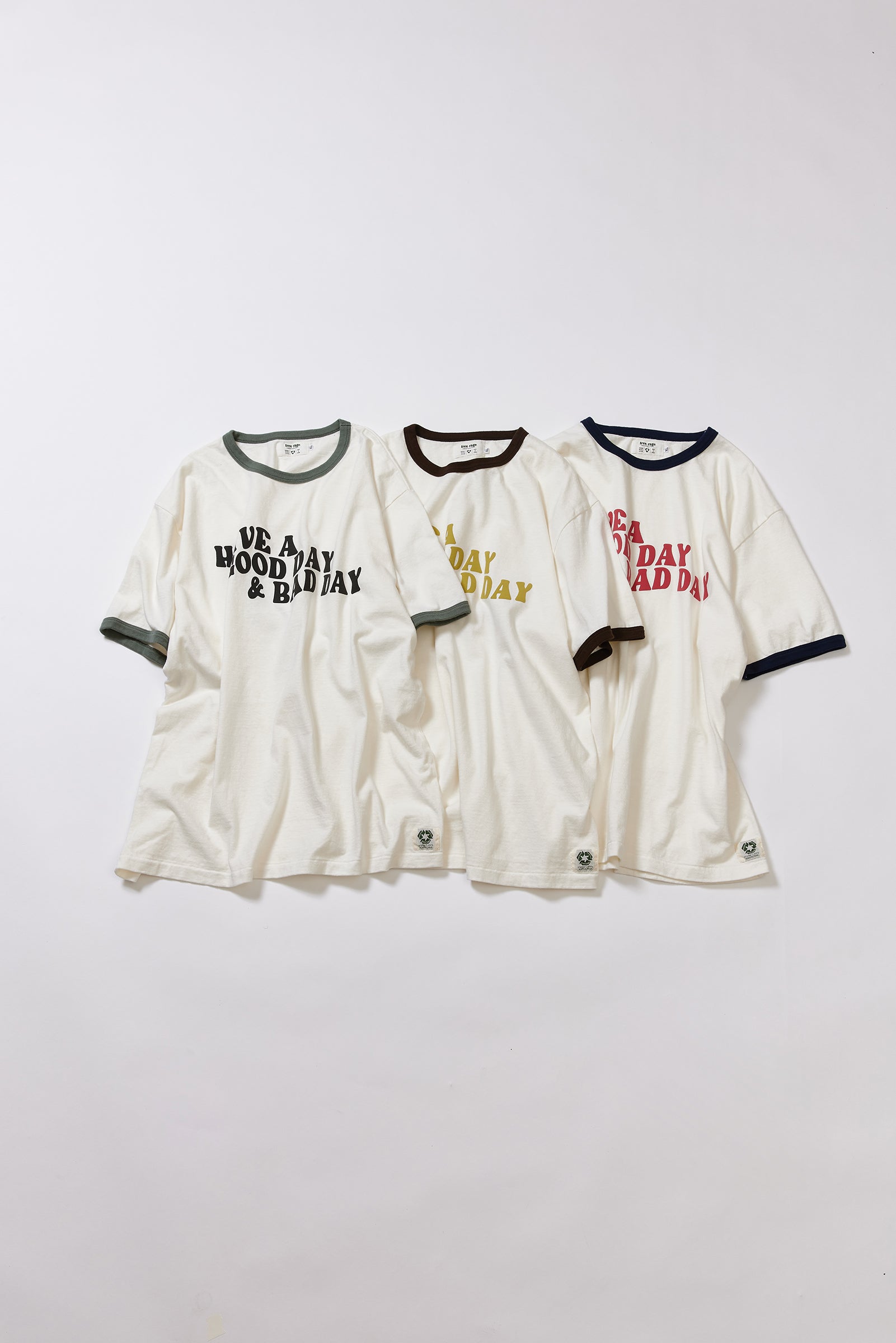 "HAVE A GOOD DAY & BAD DAY" リサイクルコットンリンガーTee