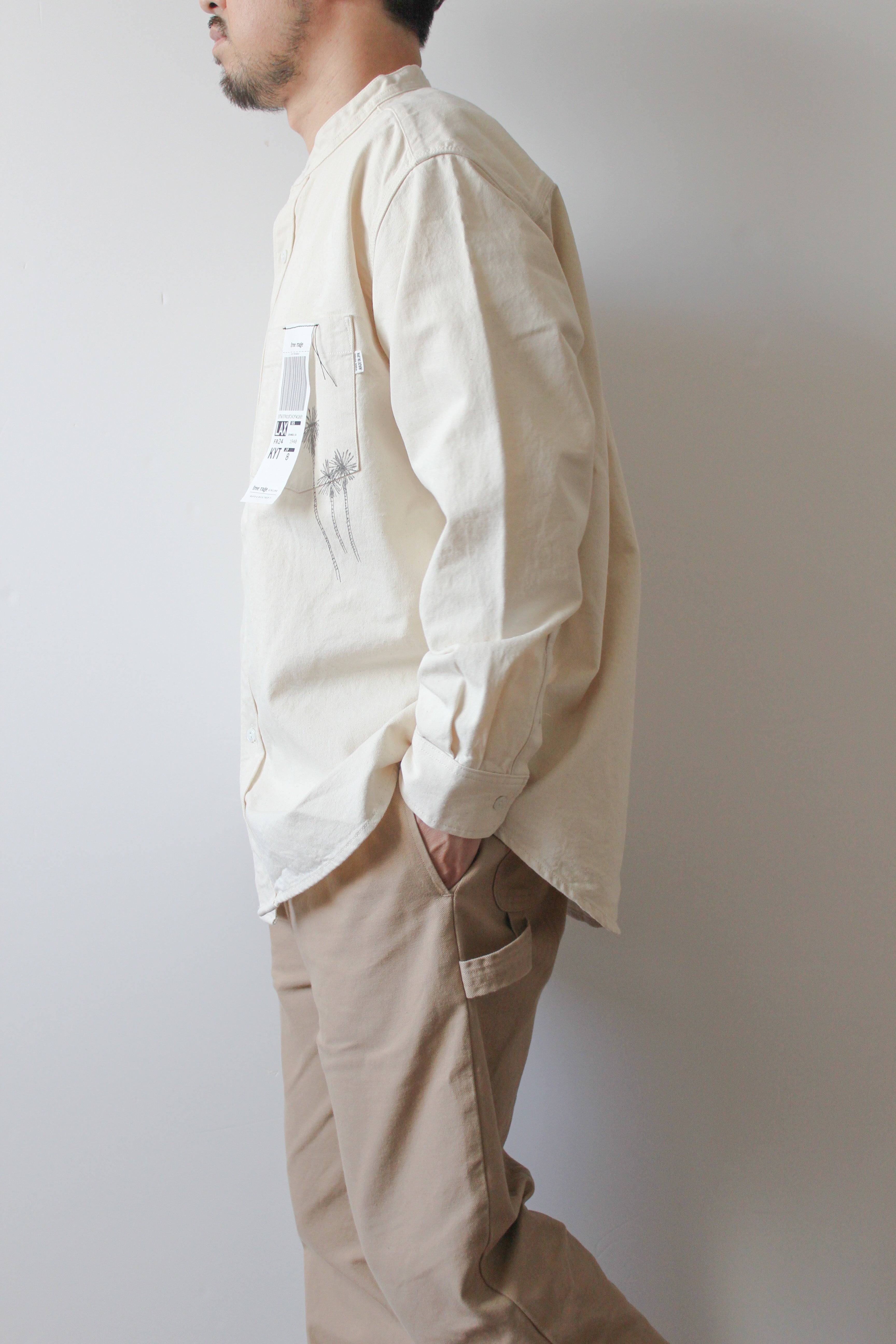 "NICE TO MEET...LA" ハンドペイントデニムシャツ