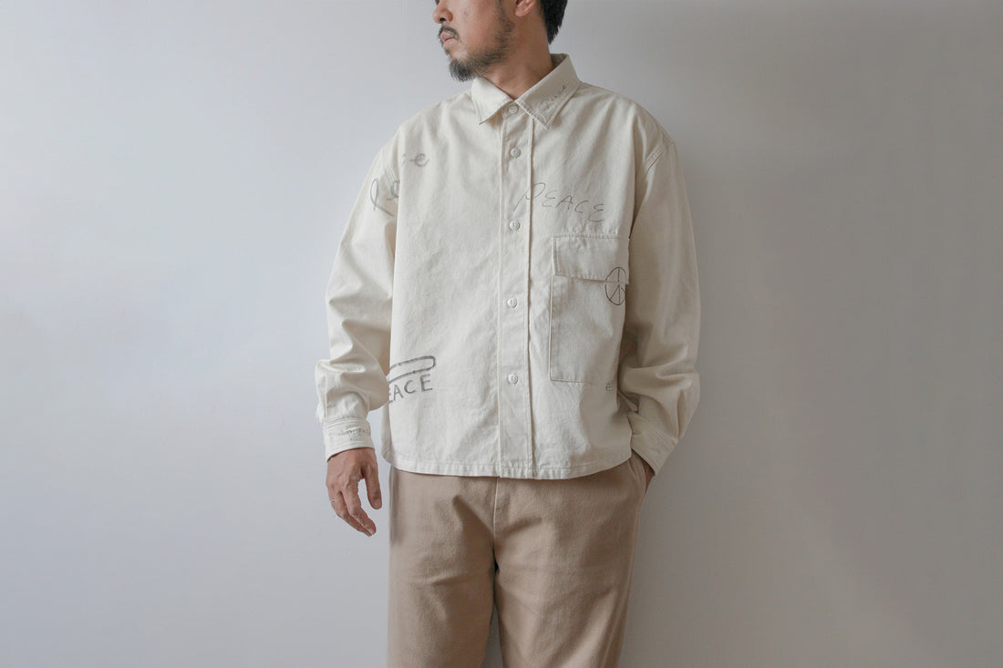 【先行予約商品】"10oz DENIM" CPOシャツ -Hand Paint-/ALL WE NEED IS PEACE
