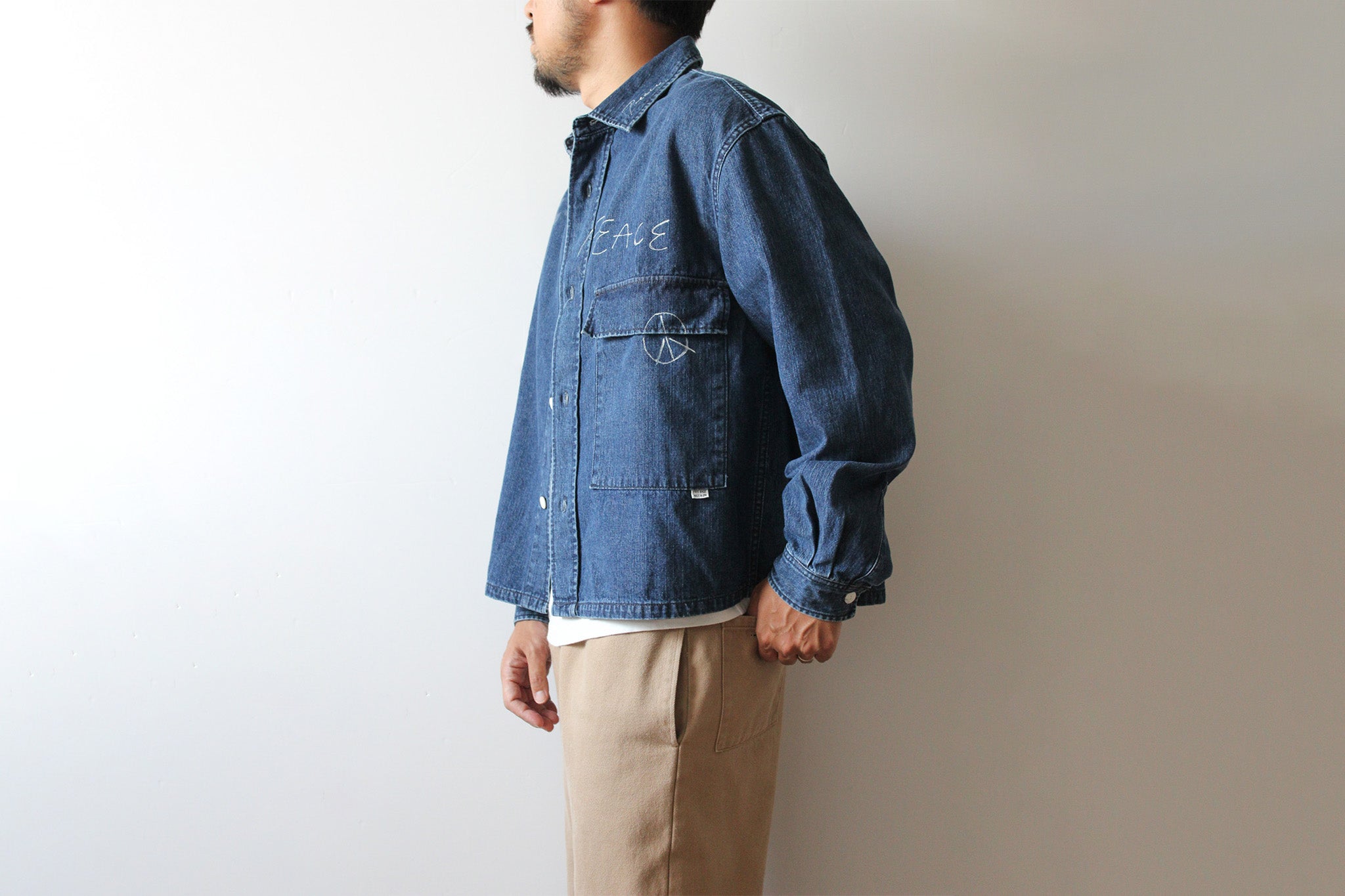 【先行予約商品】"10oz DENIM" CPOシャツ -Hand Paint-/ALL WE NEED IS PEACE