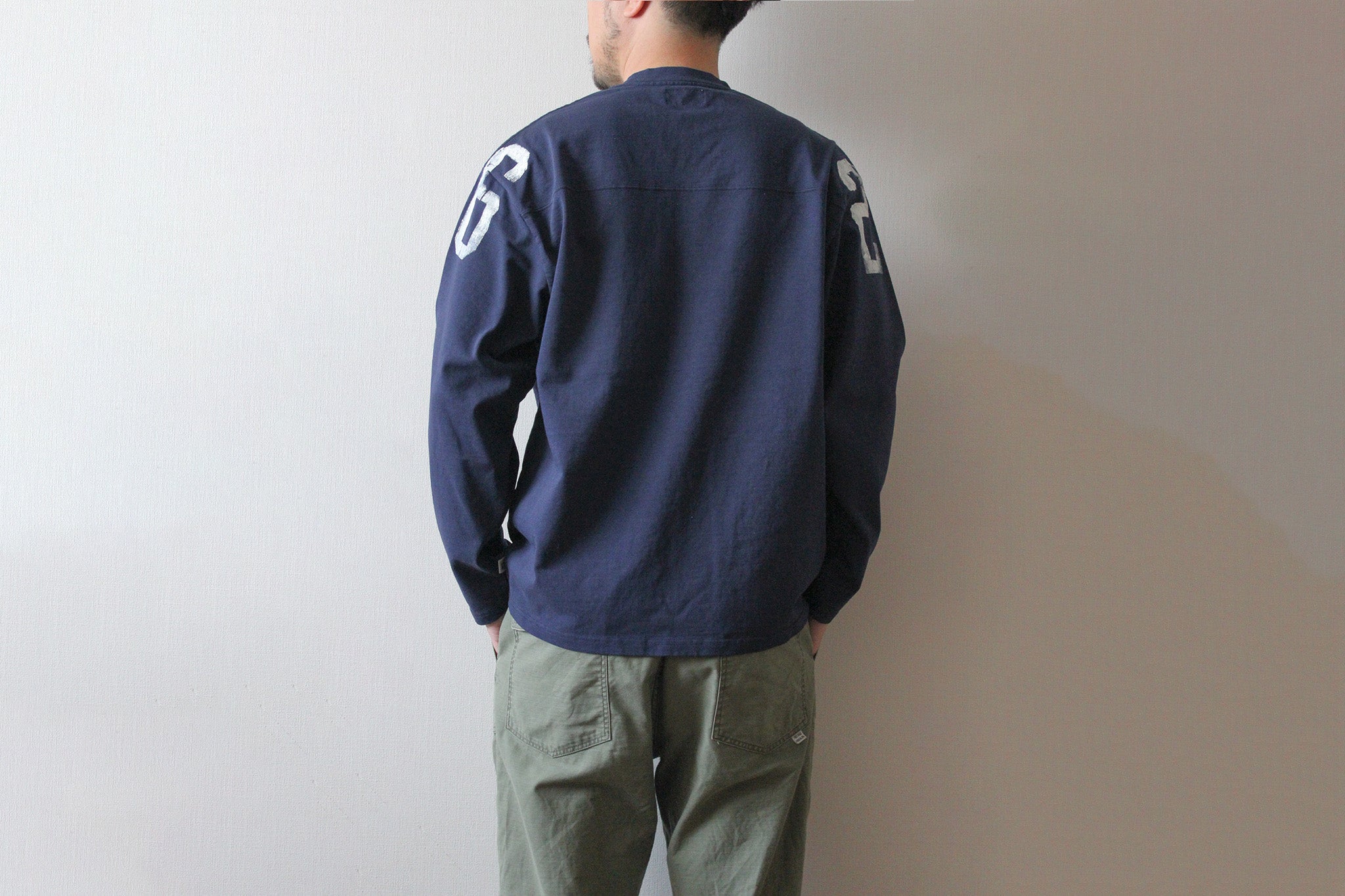 【受注予約】ハンドクラフト ラフ&タフ フットボール長袖Tシャツ/Number Roller Paint