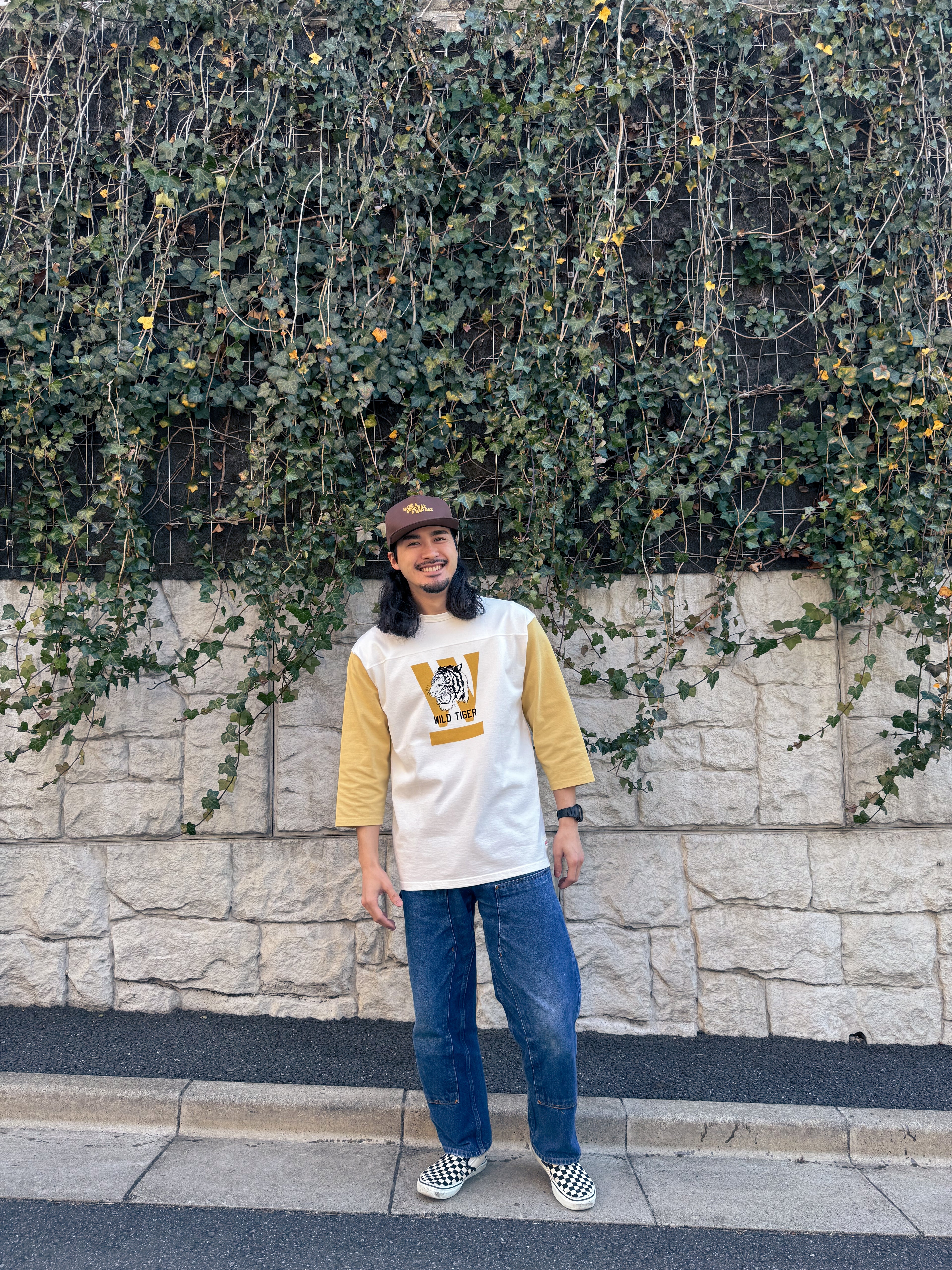 "WILD TIGER" フットボール七分袖Tee