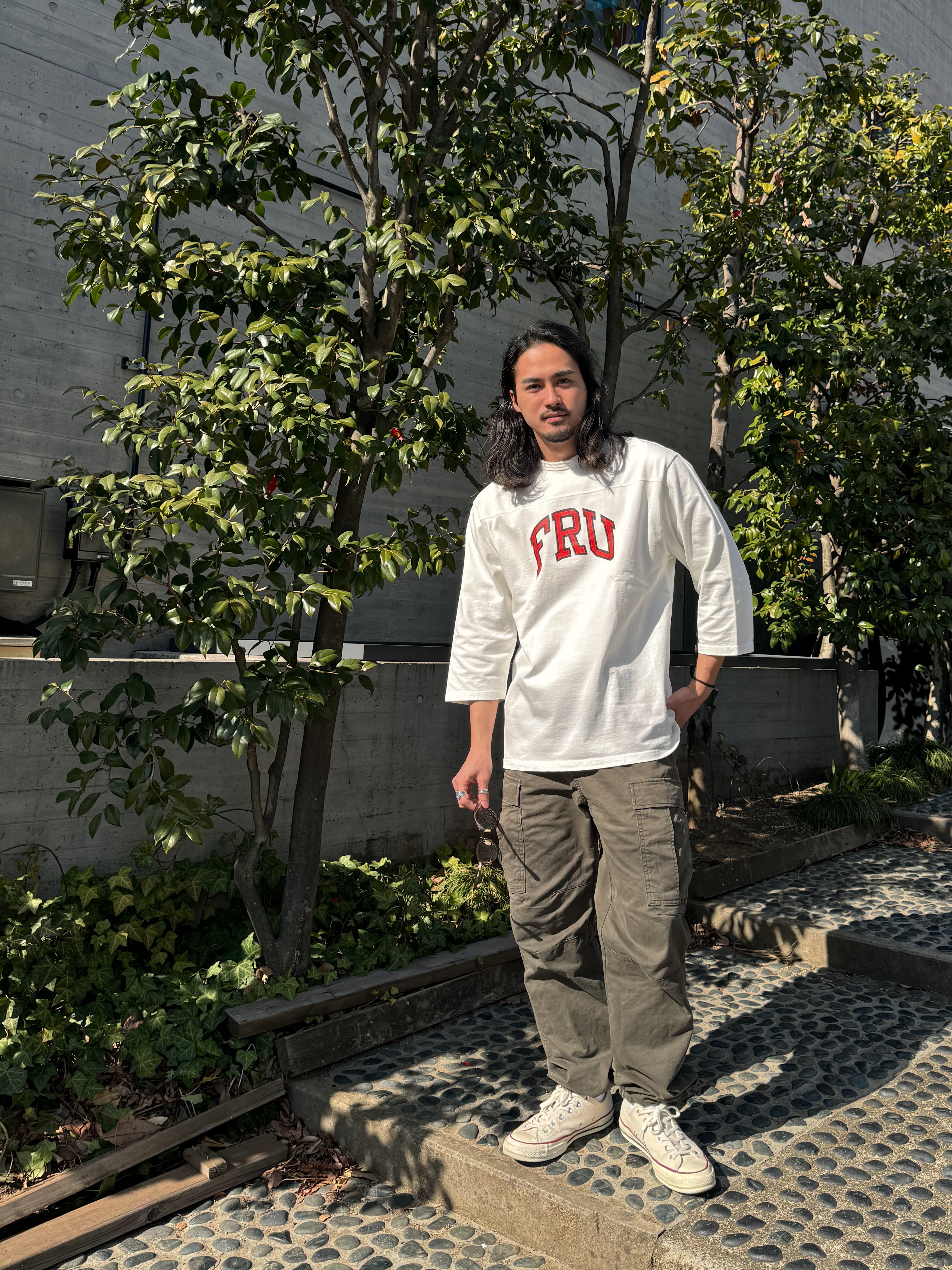 "FRU" フットボール七分袖Tee