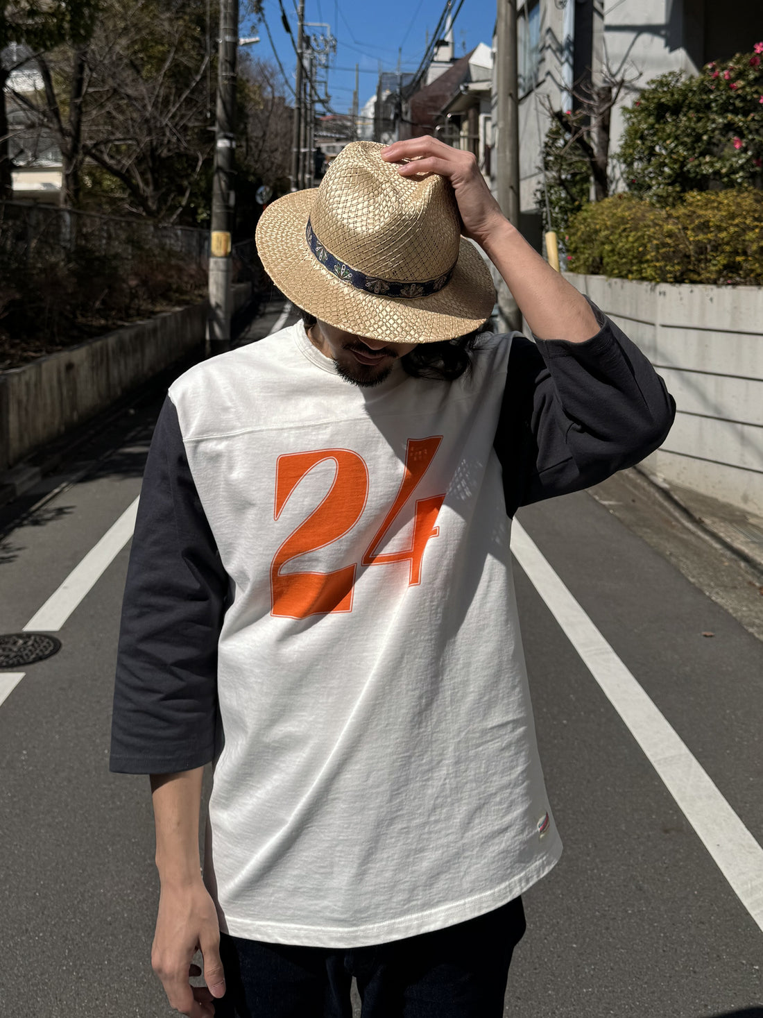 "24" フットボール七分袖Tee