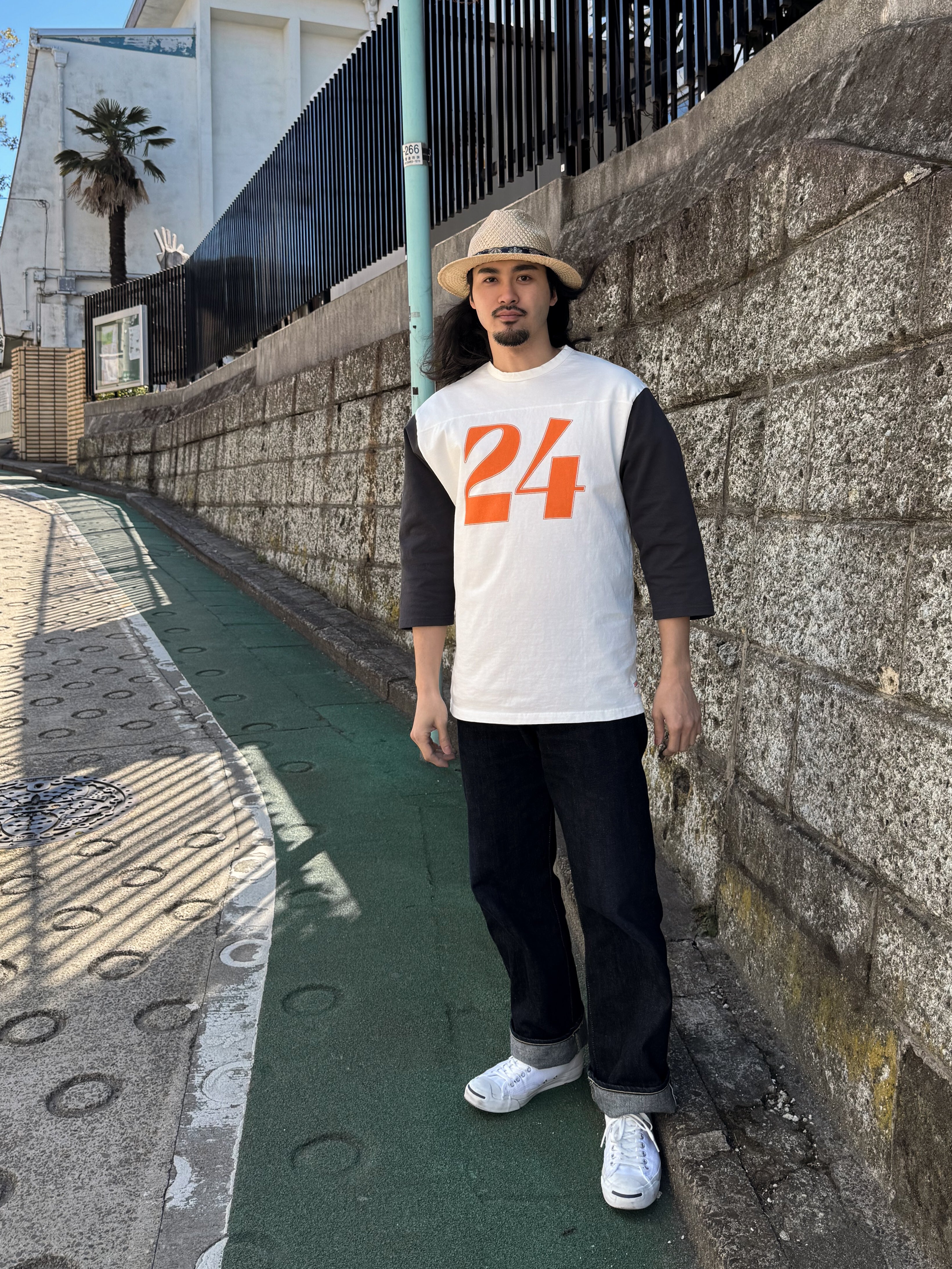 "24" フットボール七分袖Tee