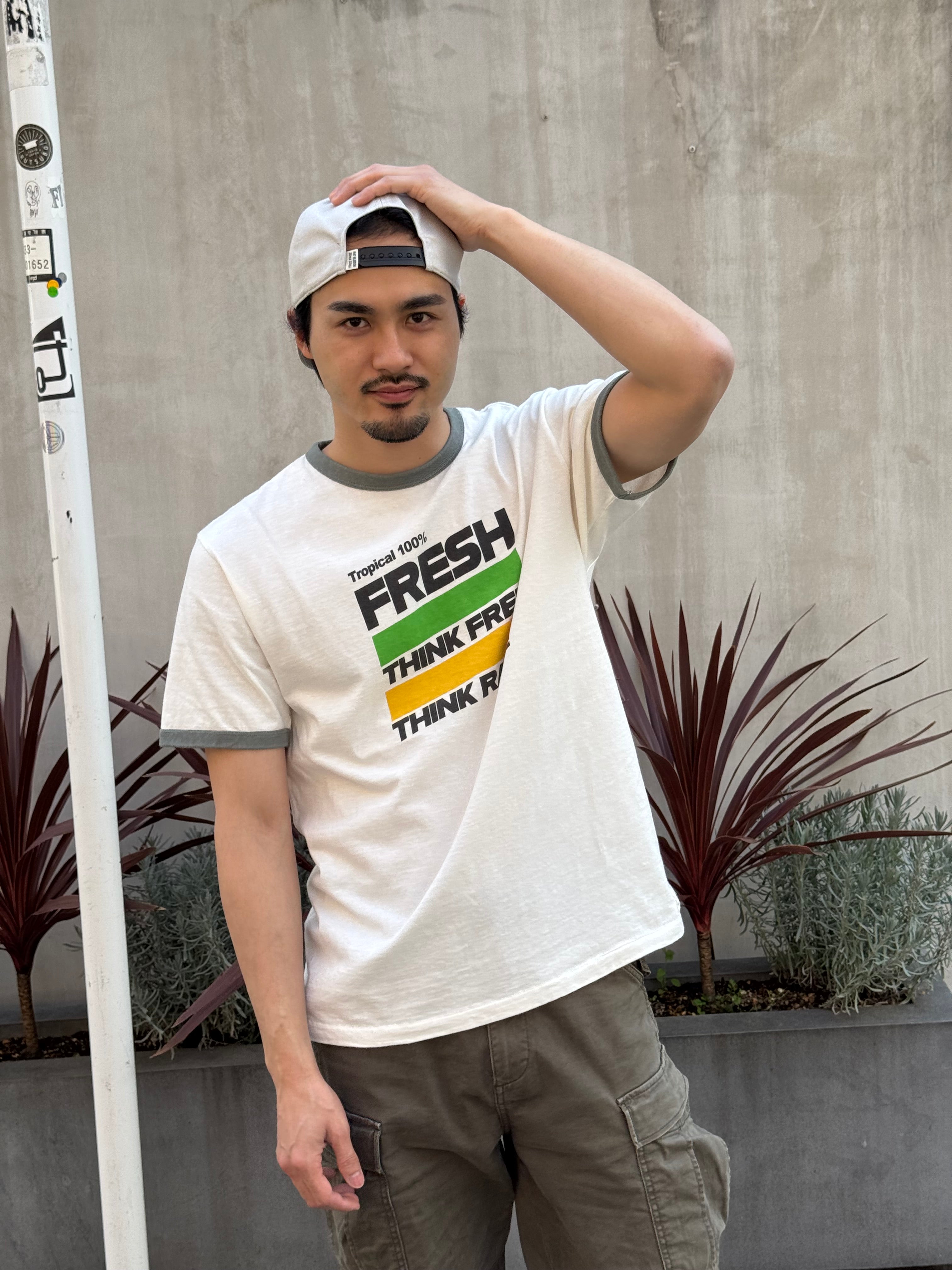 "DRINK" リサイクルコットンリンガーTee