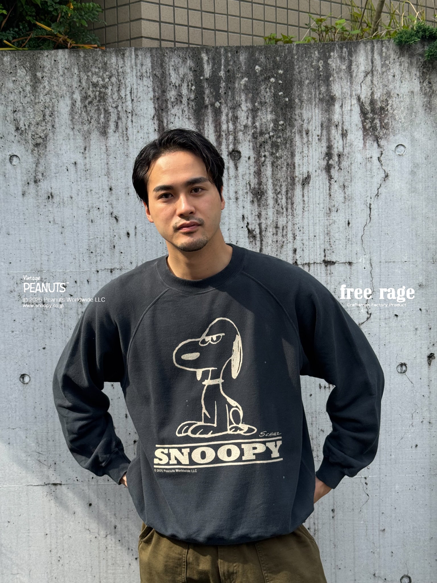 予約・【PEANUTS×free rage】SNOOPY ラグランクルースウェット