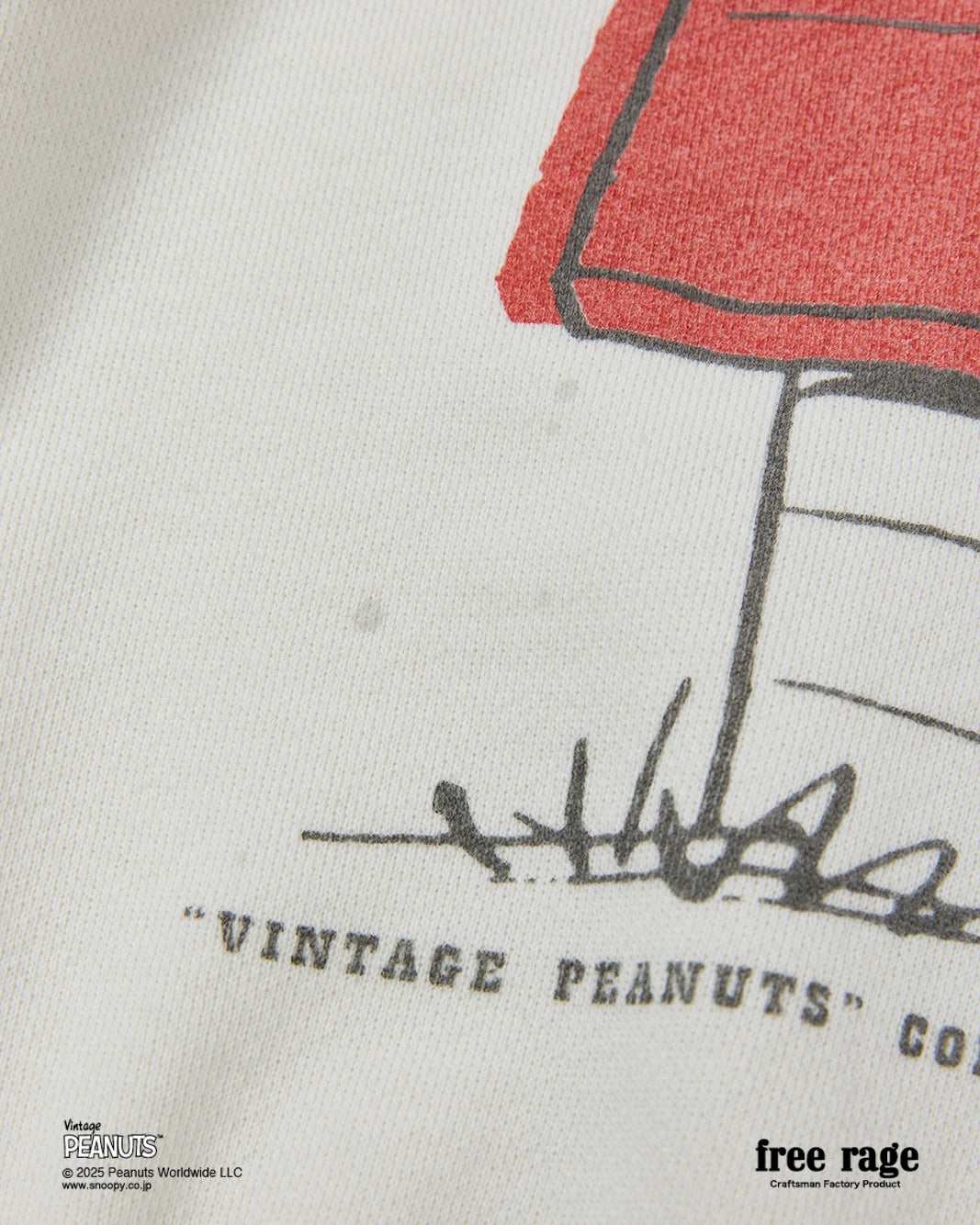 予約商品・【PEANUTS×free rage】FLYING ACE ラグランクルースウェット