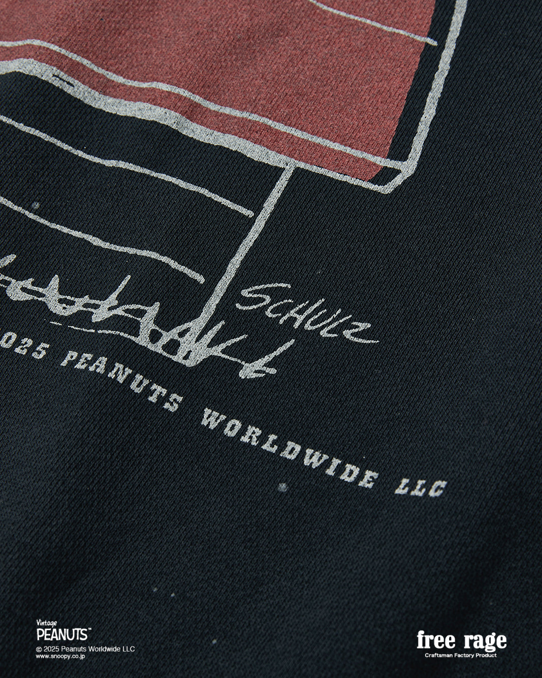 予約商品・【PEANUTS×free rage】FLYING ACE ラグランクルースウェット
