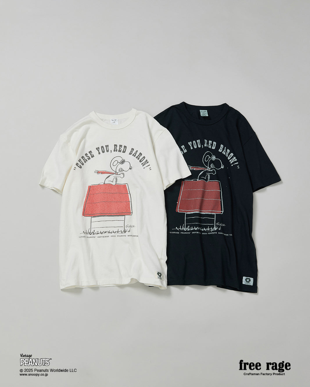 予約商品・【PEANUTS×free rage】FLYING ACE リサイクルコットン半袖Tシャツ