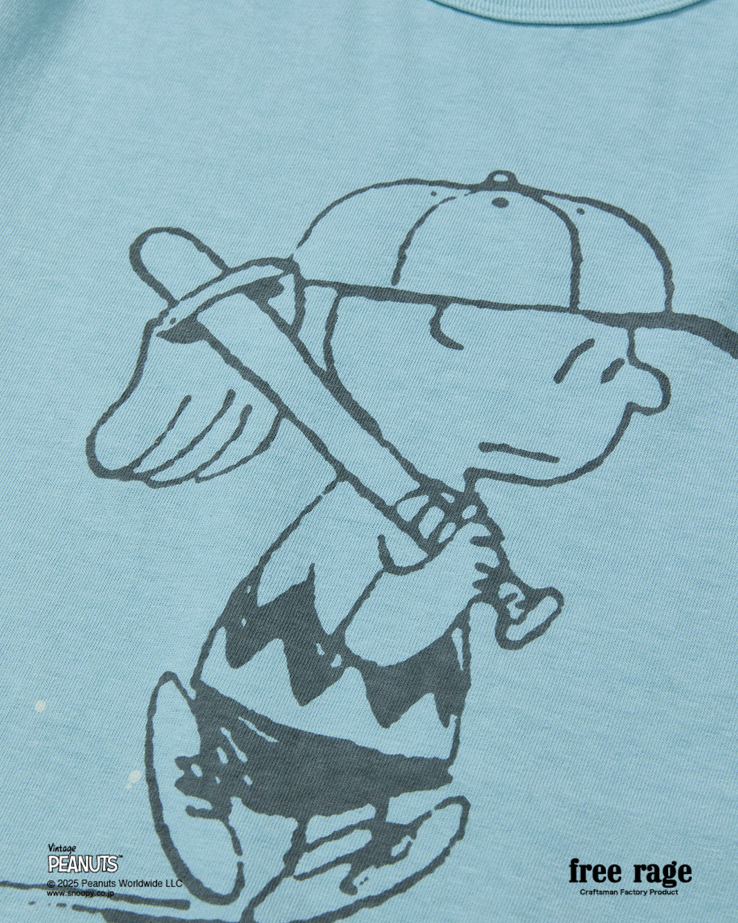予約商品・【PEANUTS×free rage】CharlieBrown リサイクルコットン半袖Tシャツ