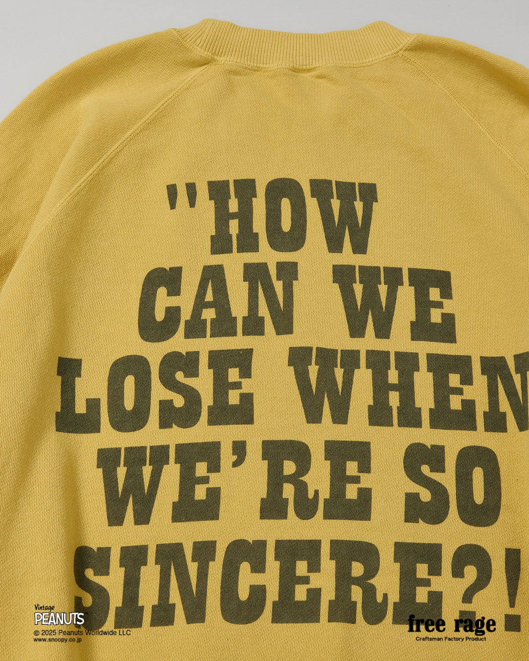 予約商品・【PEANUTS×free rage】CharlieBrown ラグランクルースウェット