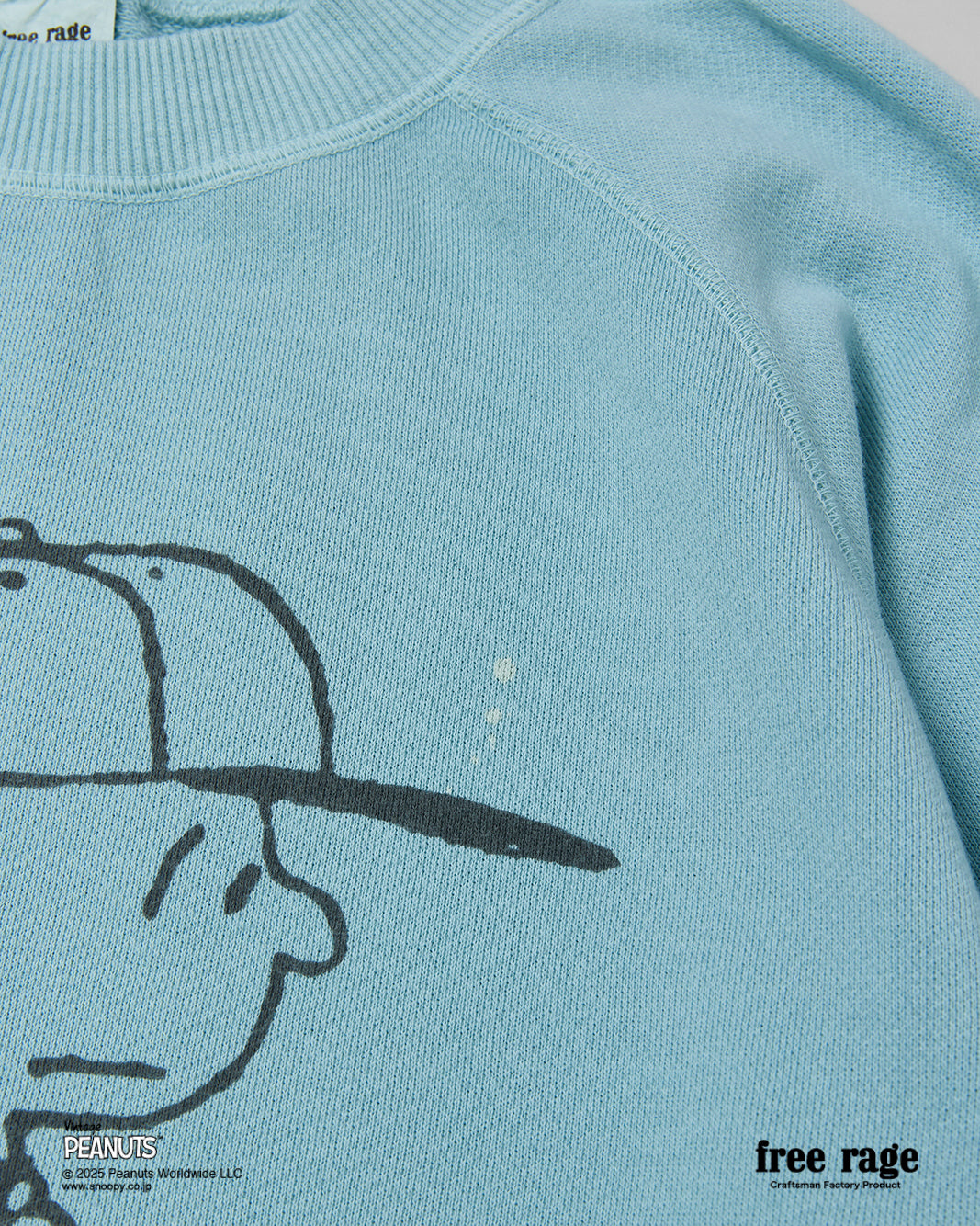 予約商品・【PEANUTS×free rage】CharlieBrown ラグランクルースウェット
