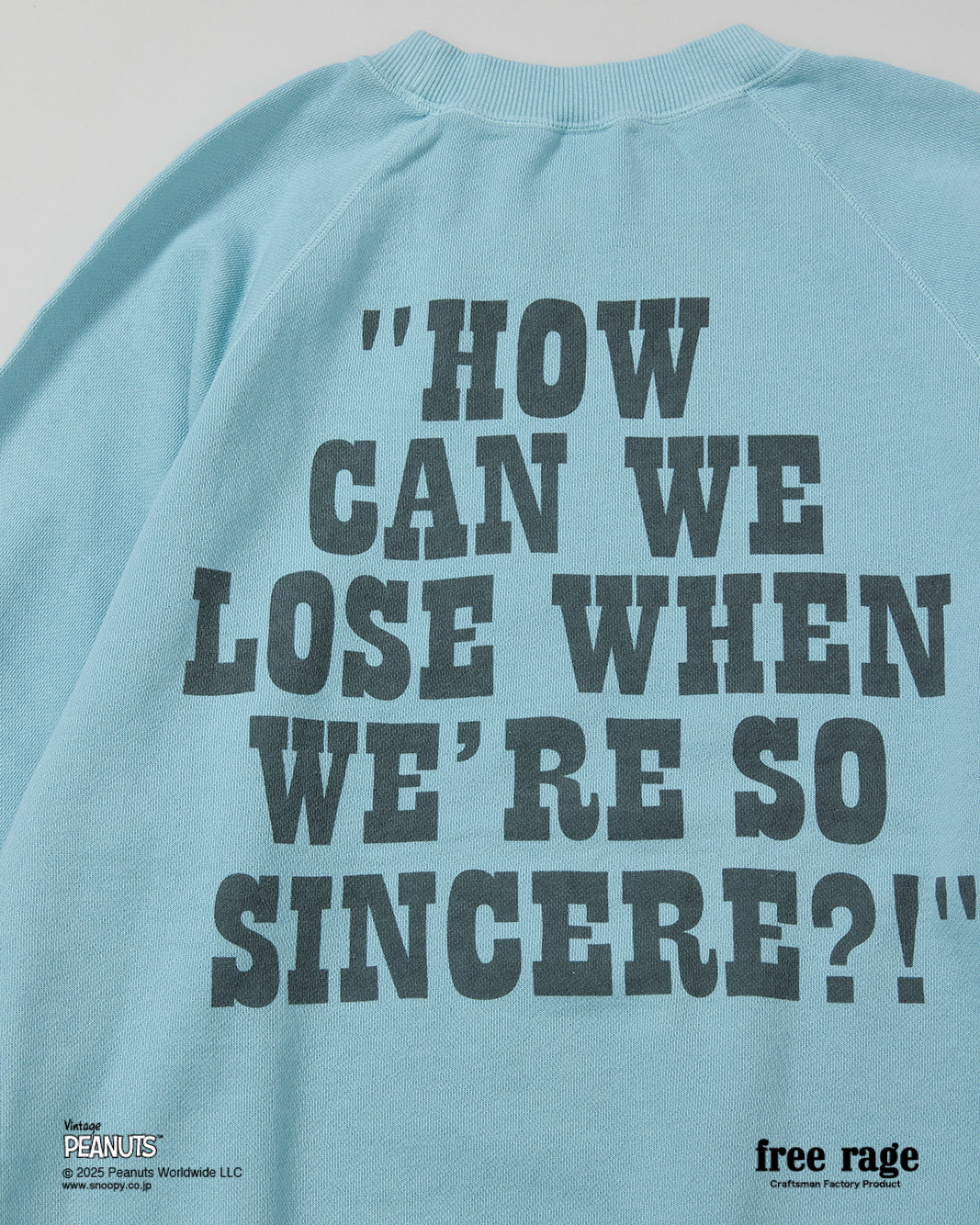 予約商品・【PEANUTS×free rage】CharlieBrown ラグランクルースウェット