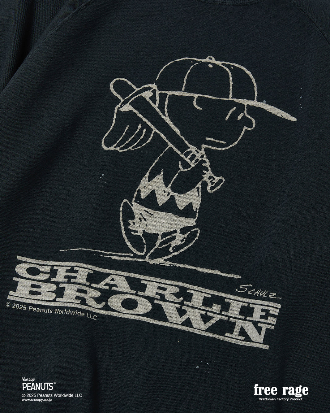 予約商品・【PEANUTS×free rage】CharlieBrown ラグランクルースウェット