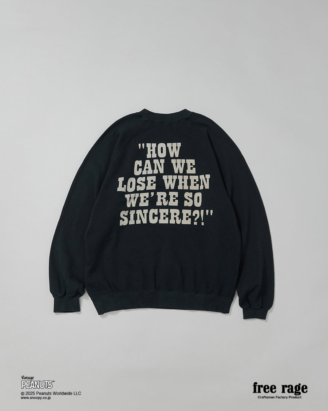 予約商品・【PEANUTS×free rage】CharlieBrown ラグランクルースウェット