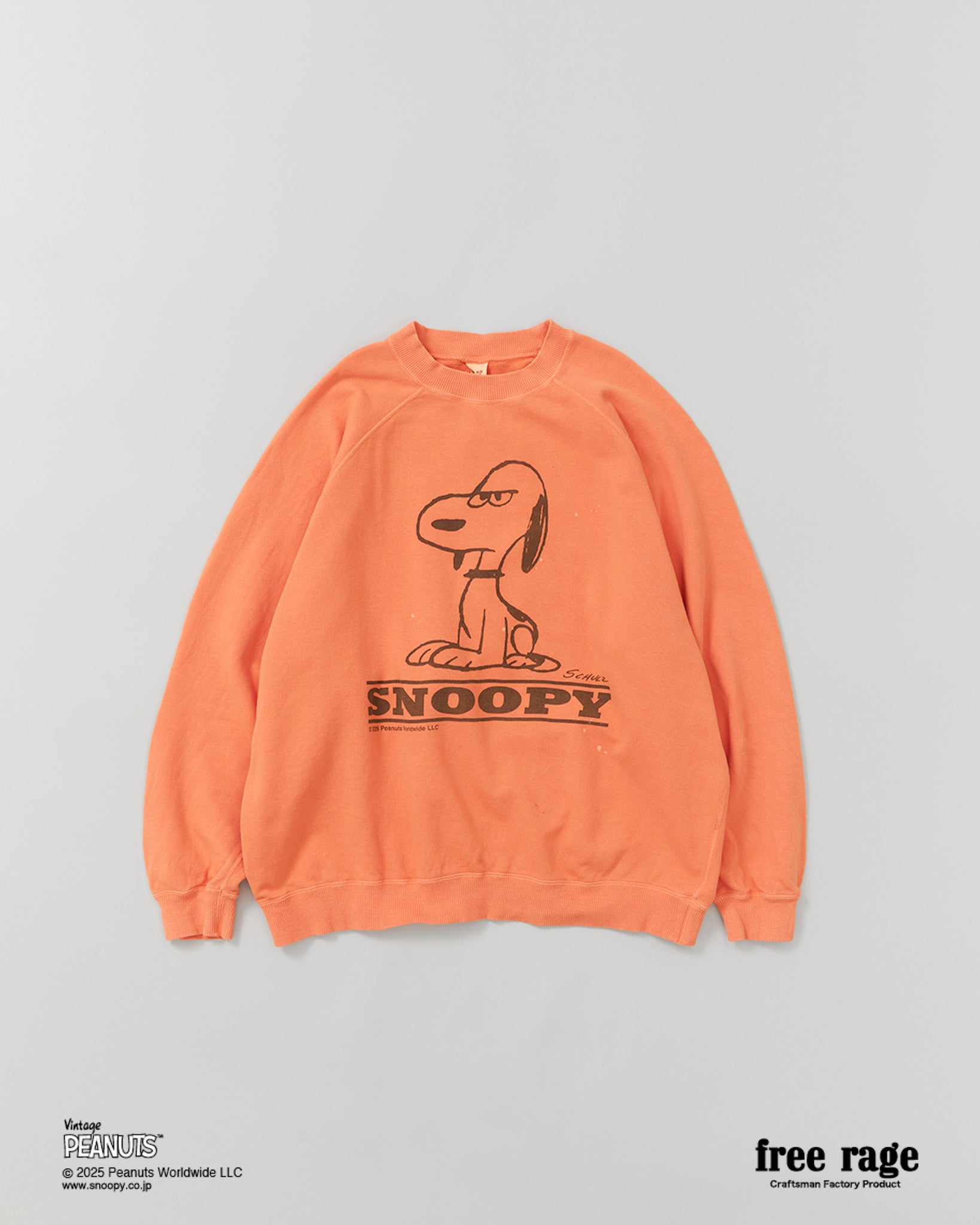 予約・【PEANUTS×free rage】SNOOPY ラグランクルースウェット