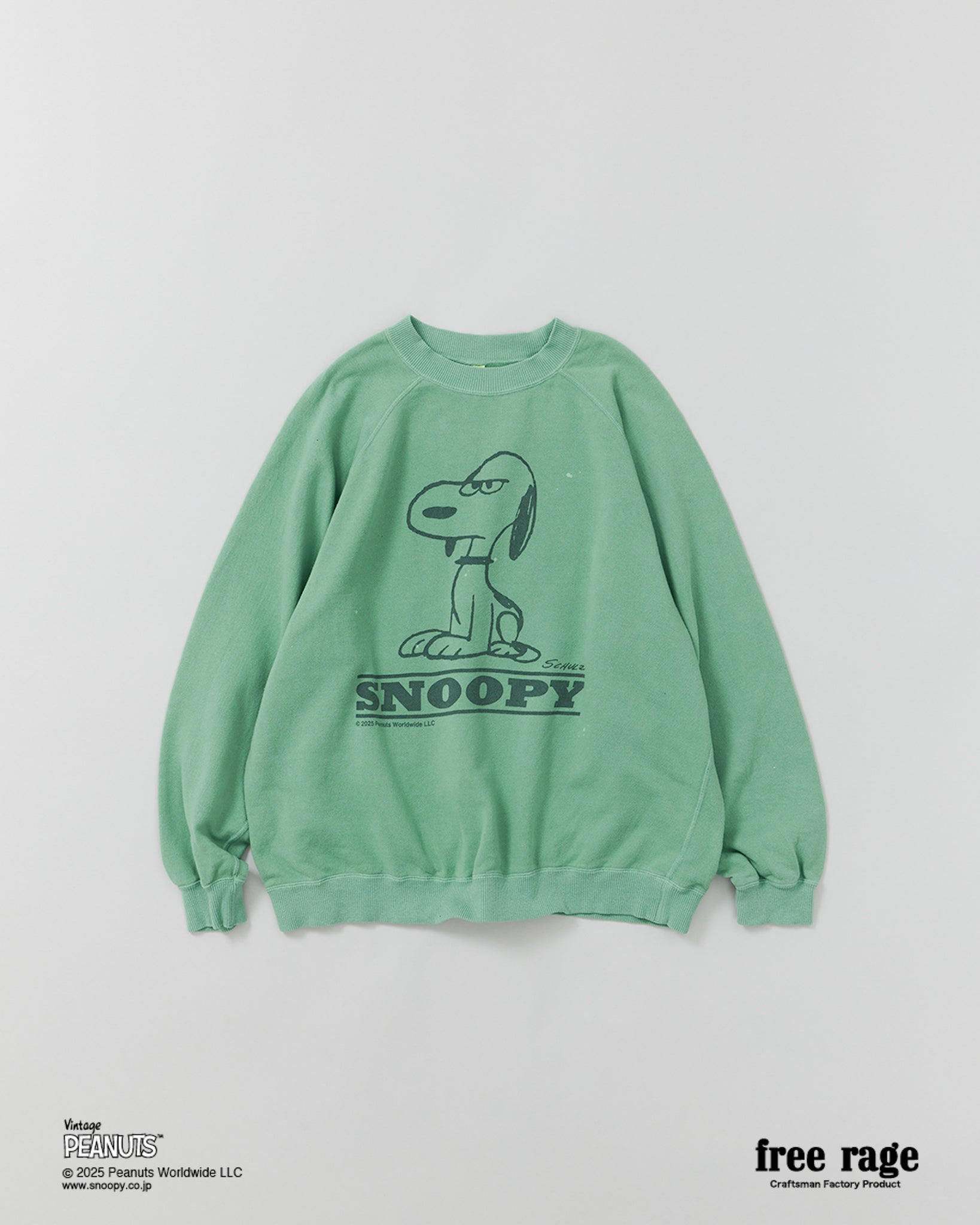 予約・【PEANUTS×free rage】SNOOPY ラグランクルースウェット