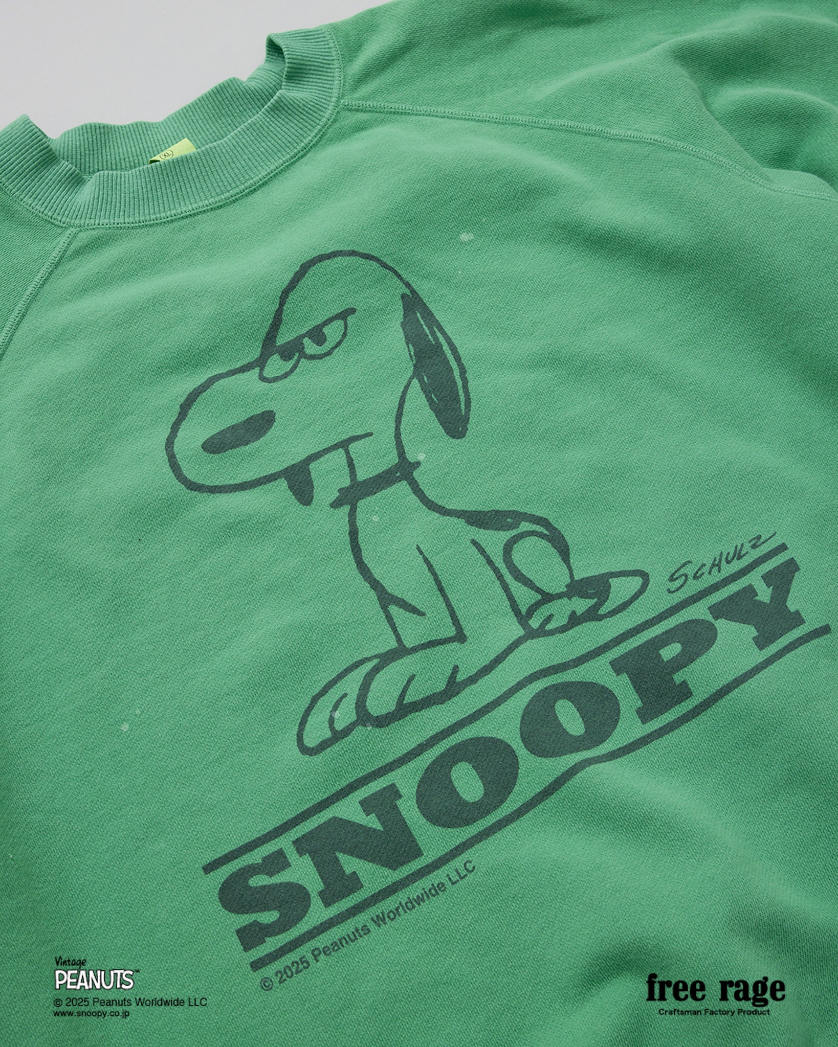 予約・【PEANUTS×free rage】SNOOPY ラグランクルースウェット