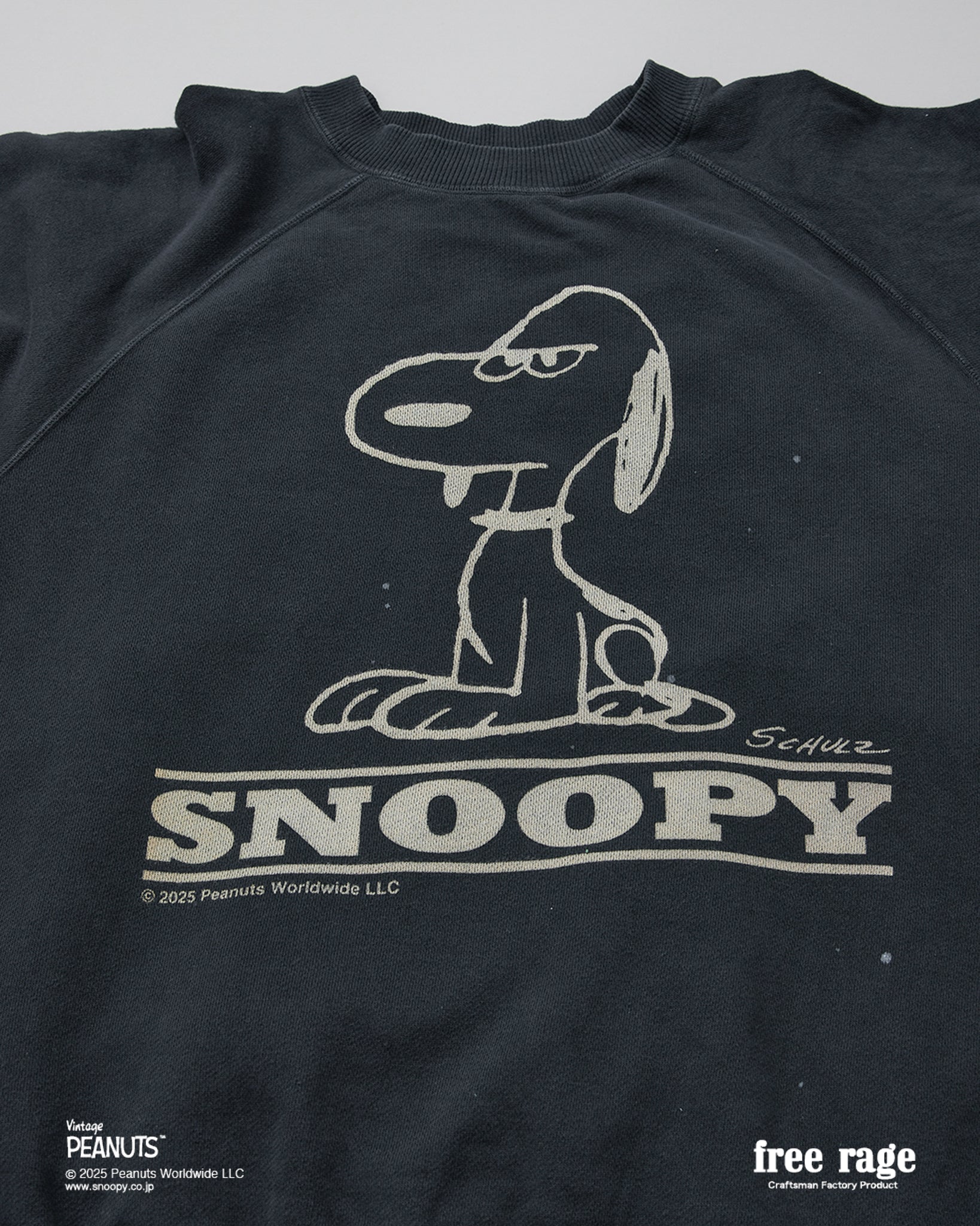 予約・【PEANUTS×free rage】SNOOPY ラグランクルースウェット