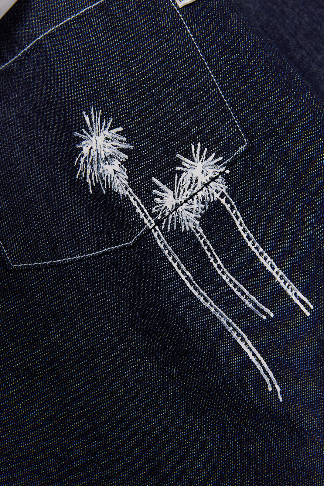 "NICE TO MEET...LA" ハンドペイントデニムシャツ