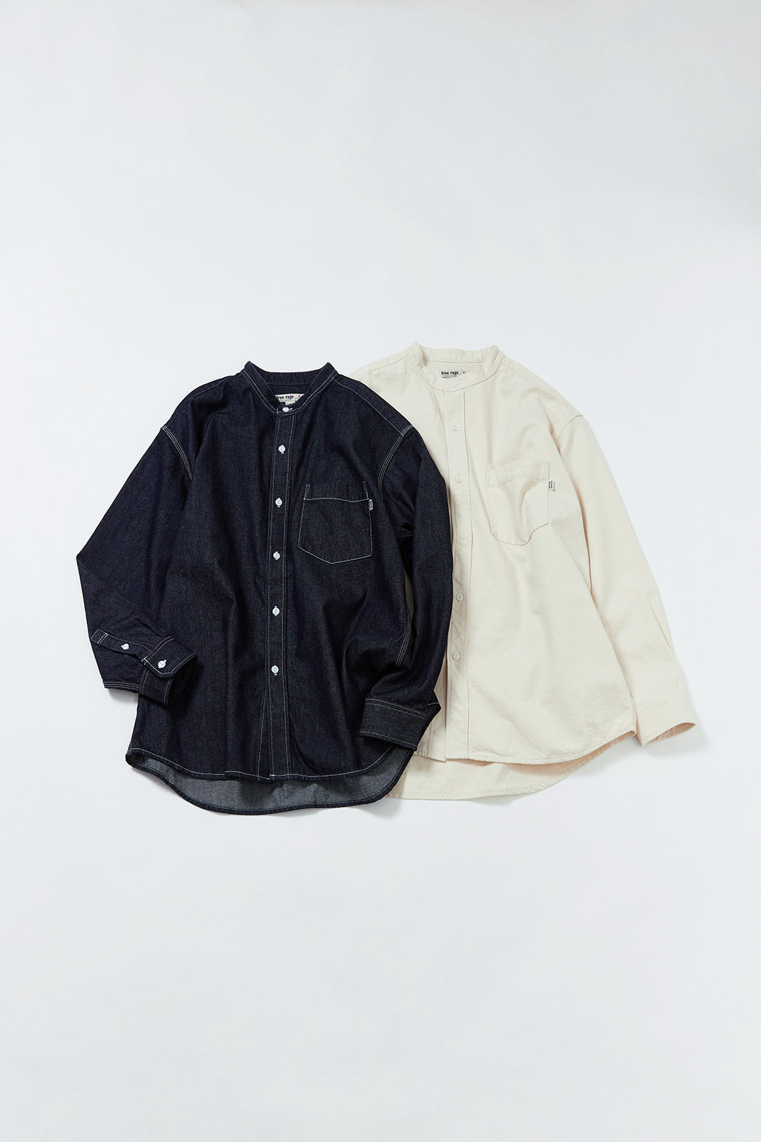 "Standard" ノーカラーデニムシャツ