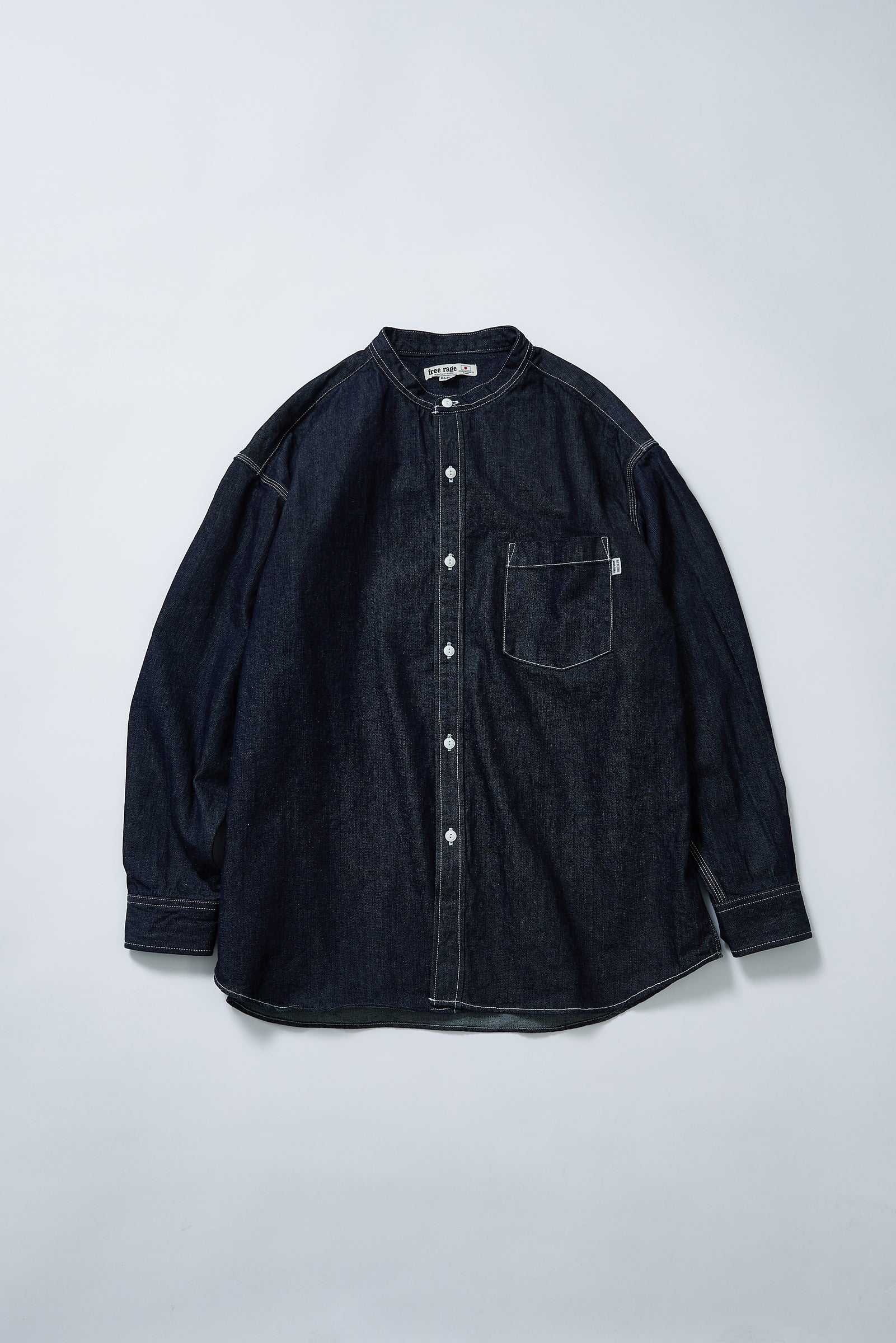 "Standard" ノーカラーデニムシャツ