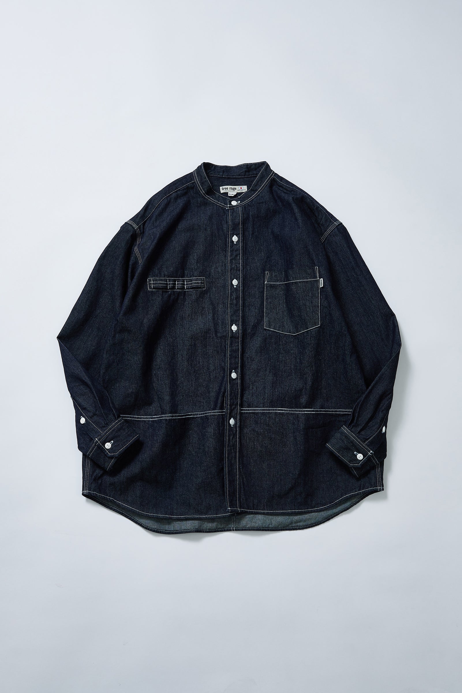 【サンプル】"PLAY WORK" ノーカラーデニムシャツ