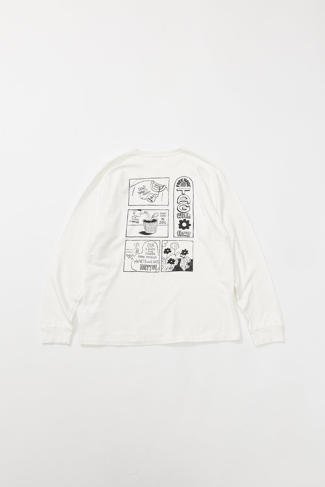 "Tag With Flower" リサイクルコットン長袖Tee