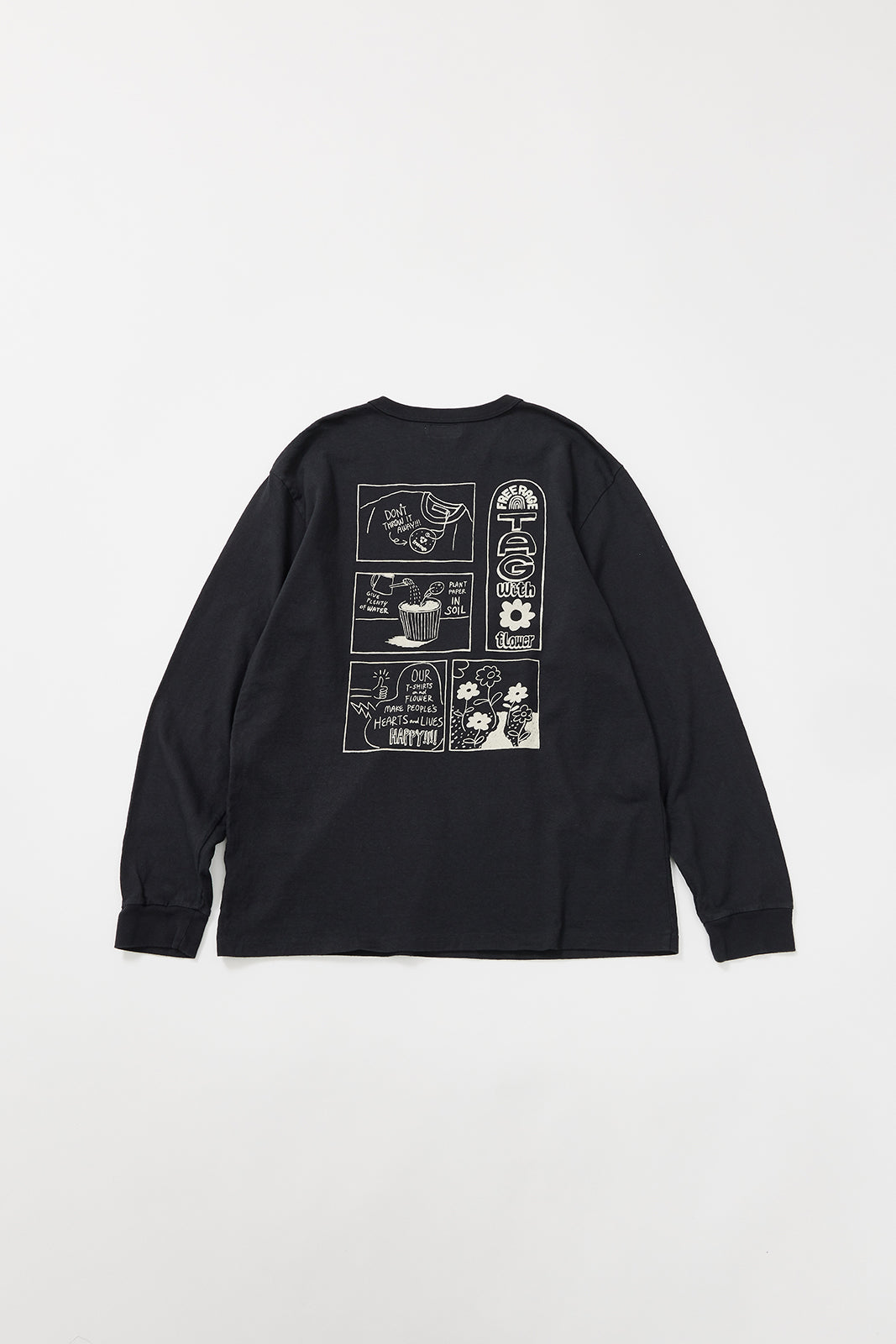 "Tag With Flower" リサイクルコットン長袖Tee