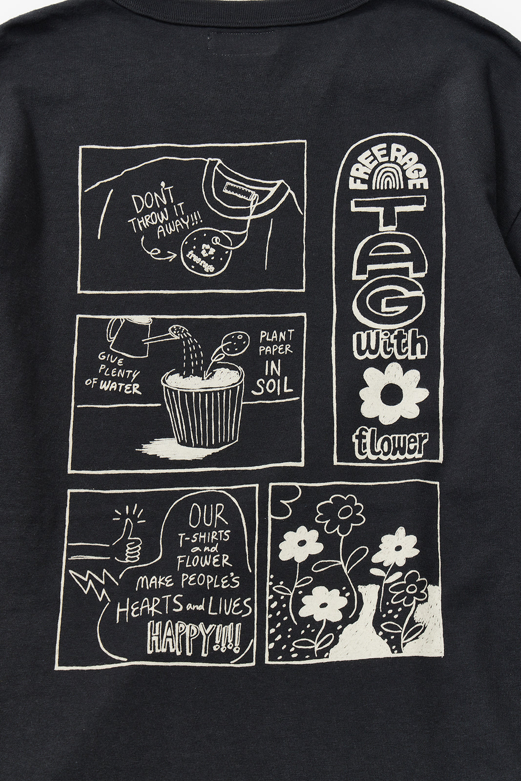 "Tag With Flower" リサイクルコットン長袖Tee