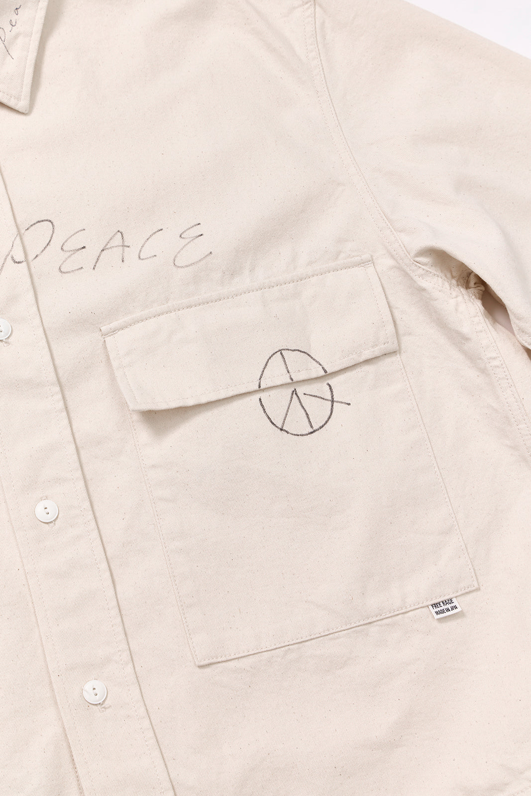 【先行予約商品】"10oz DENIM" CPOシャツ -Hand Paint-/ALL WE NEED IS PEACE