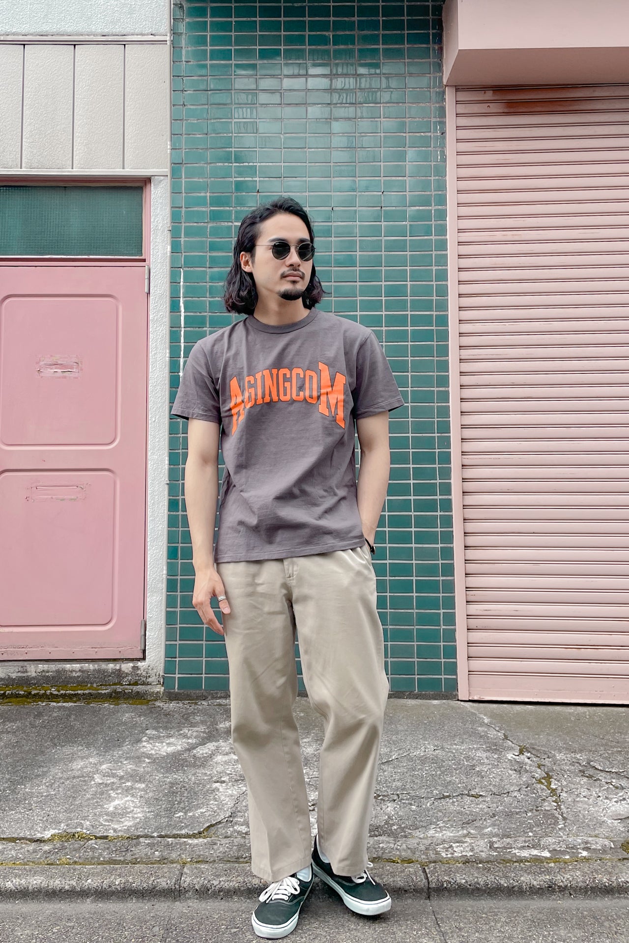 "AGINGCOM" リサイクルコットンTee