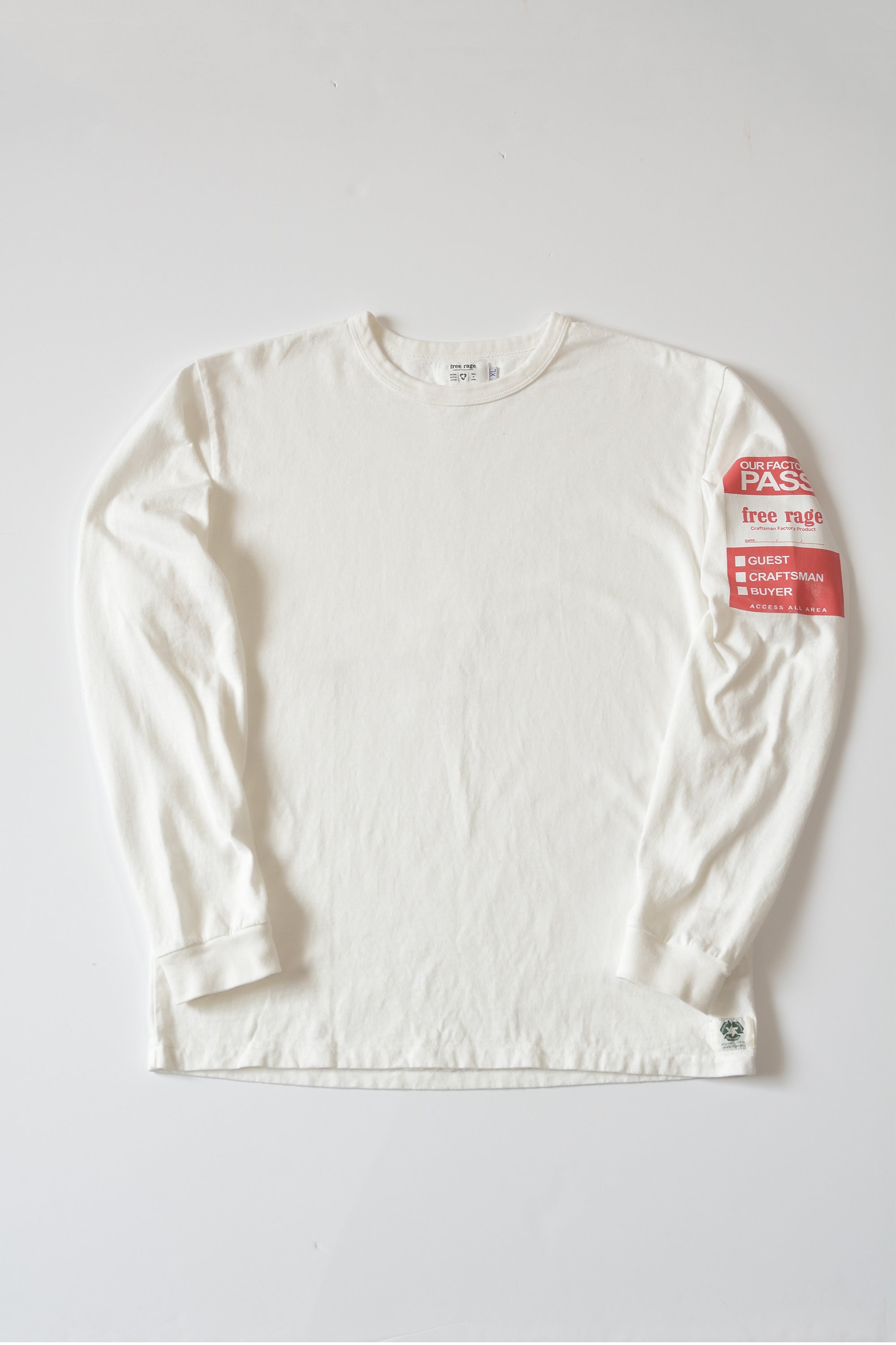 "GUEST PASS" リサイクルコットン長袖Tee
