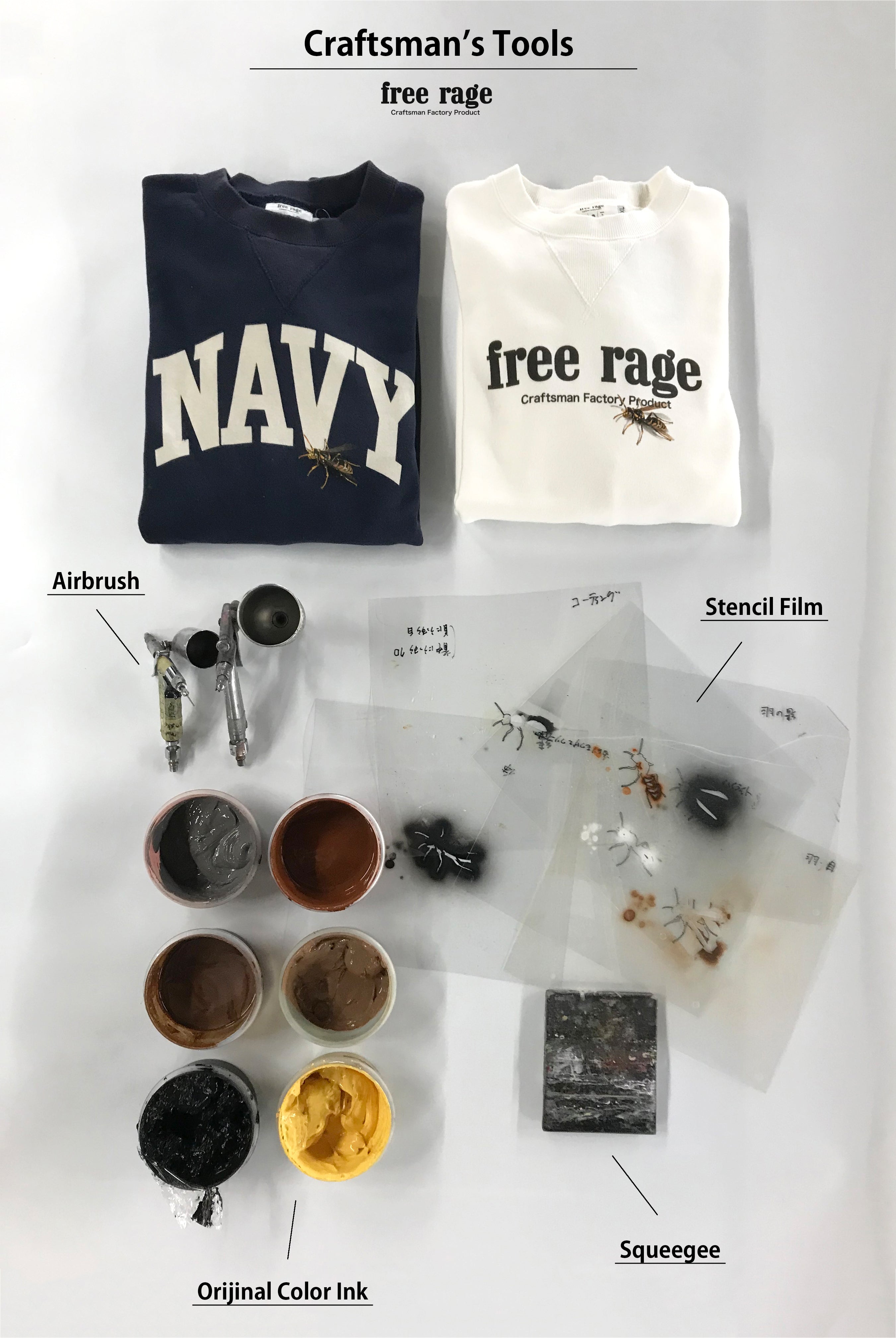 "ハチ" 職人クルースウェット -NAVY Logo ver,-