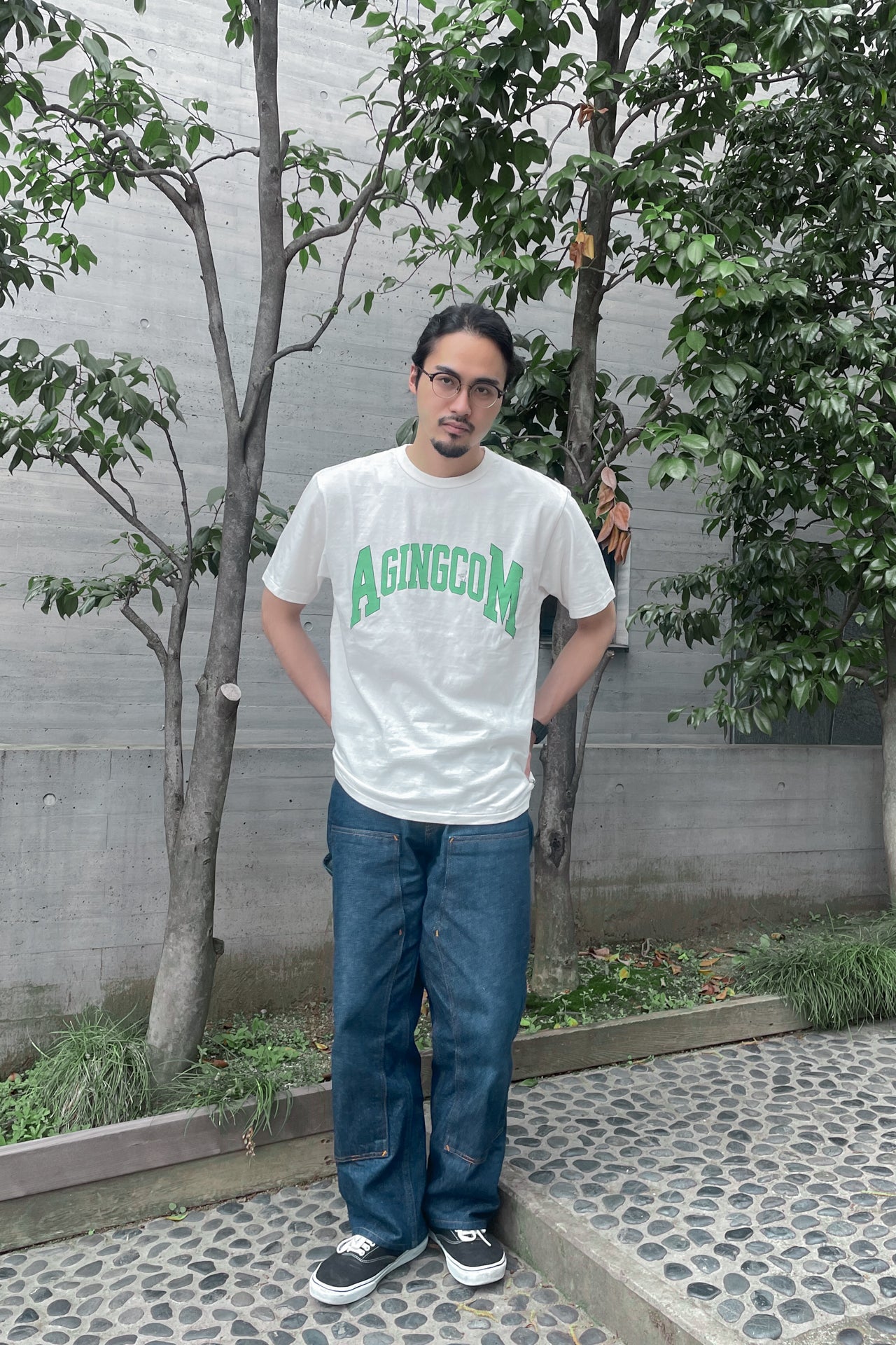 "AGINGCOM" リサイクルコットンTee