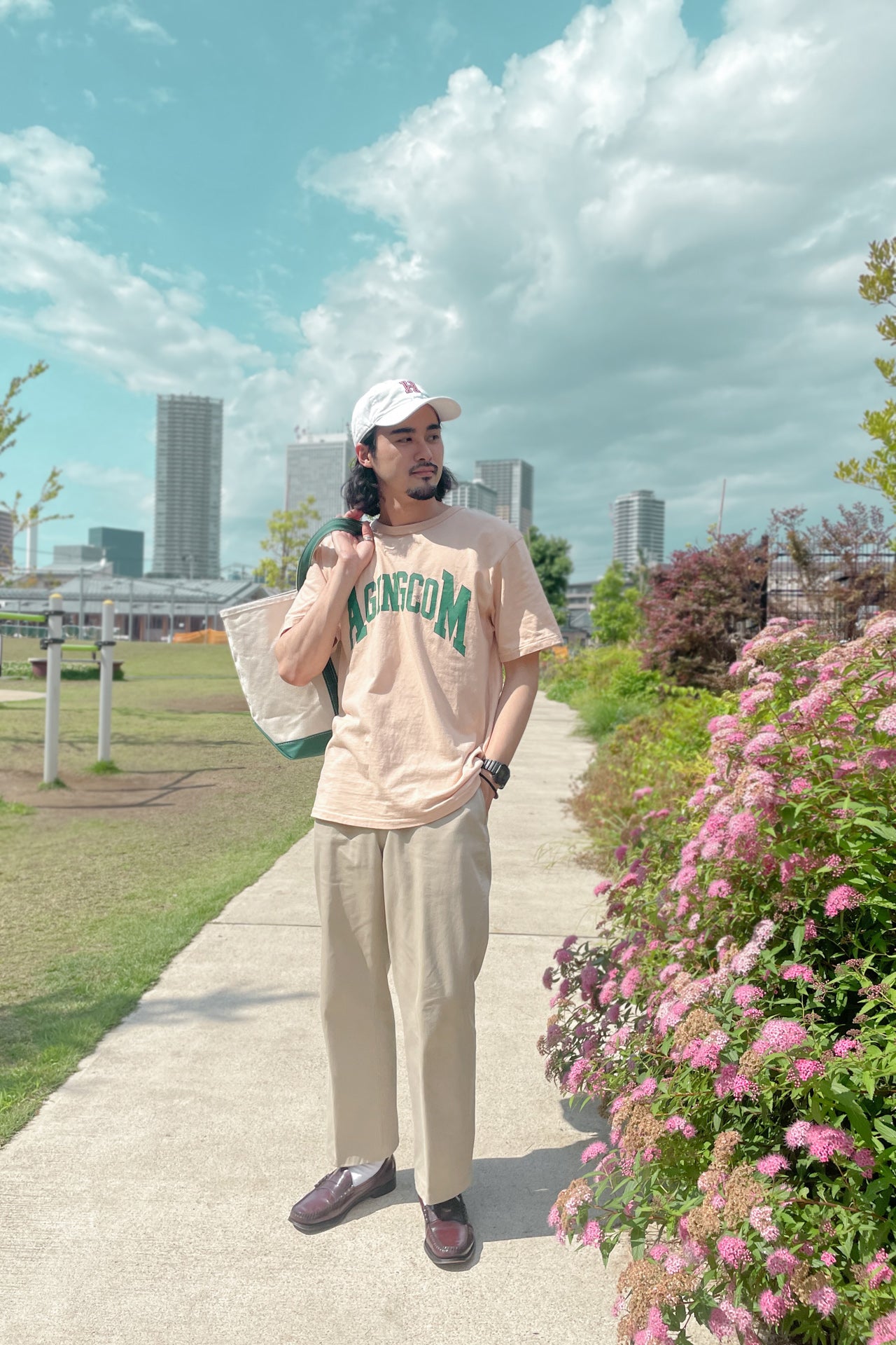 "AGINGCOM" リサイクルコットンTee