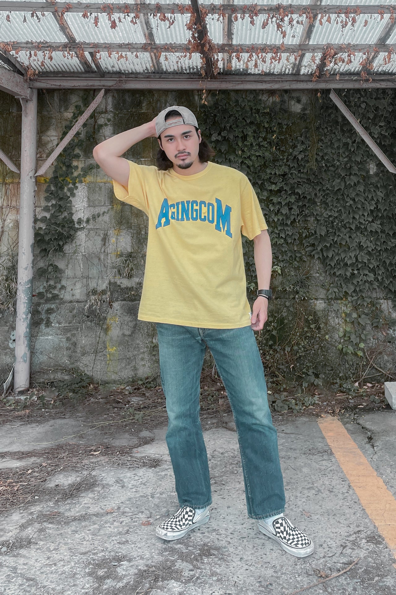 "AGINGCOM" リサイクルコットンTee