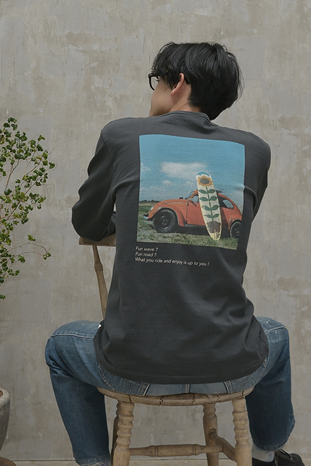 "愛車と向日葵" リサイクルコットンロンTee