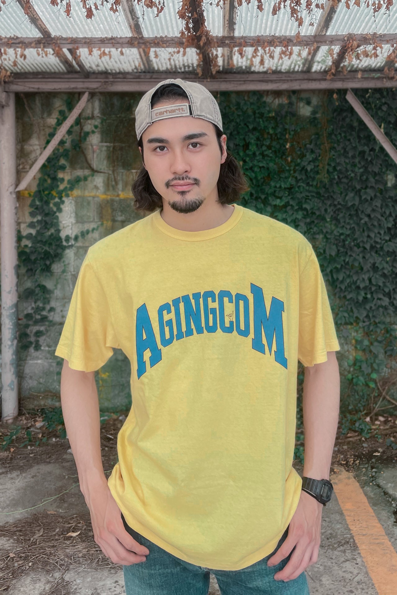 "AGINGCOM" リサイクルコットンTee