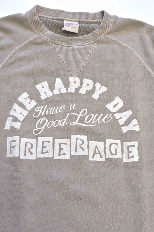 "HAPPY DAY" ラグランクルースウェット