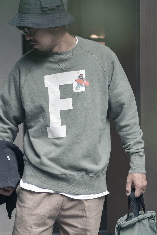 "FRANK LOGO" ラグランクルースウェット