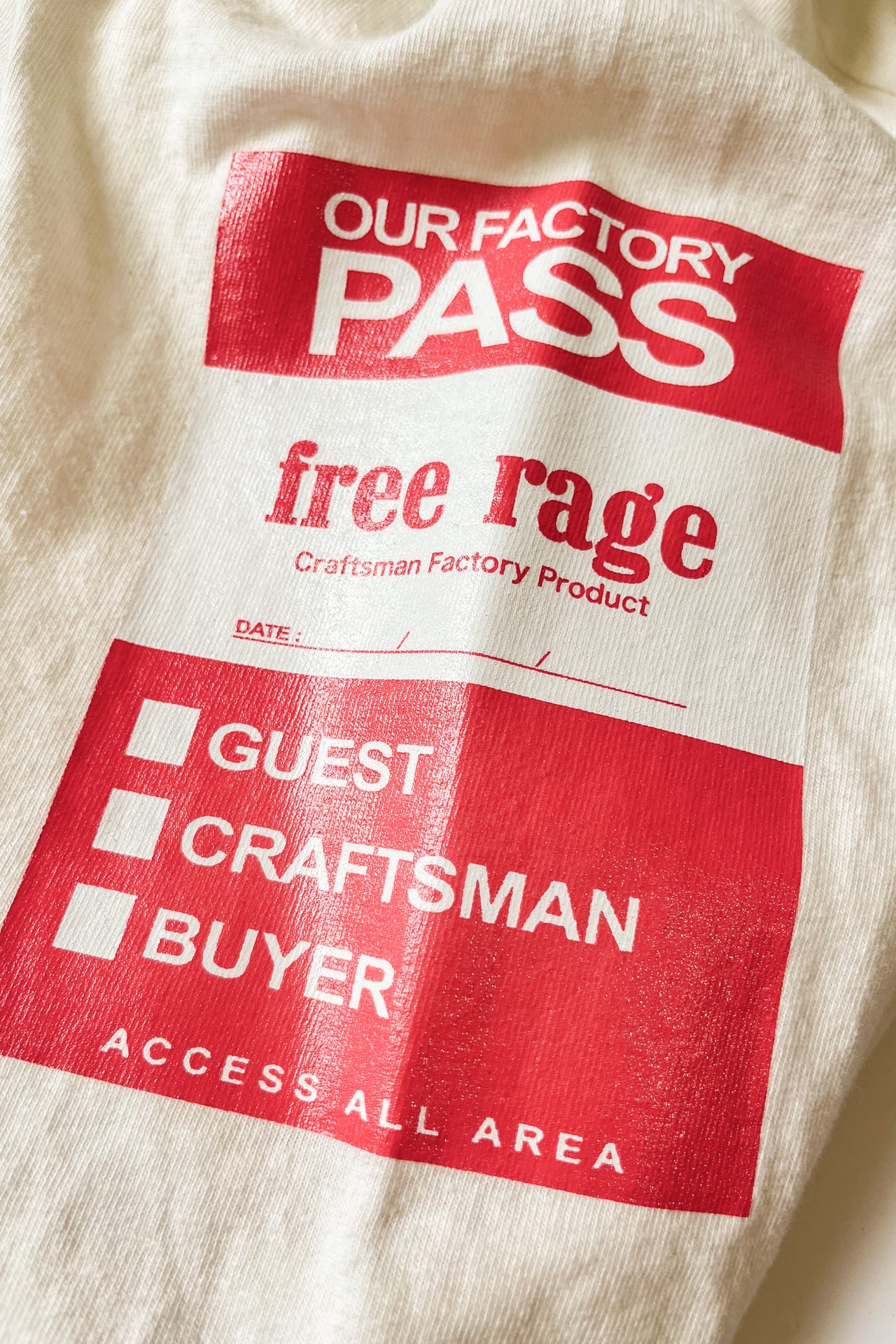 "GUEST PASS" リサイクルコットン長袖Tee