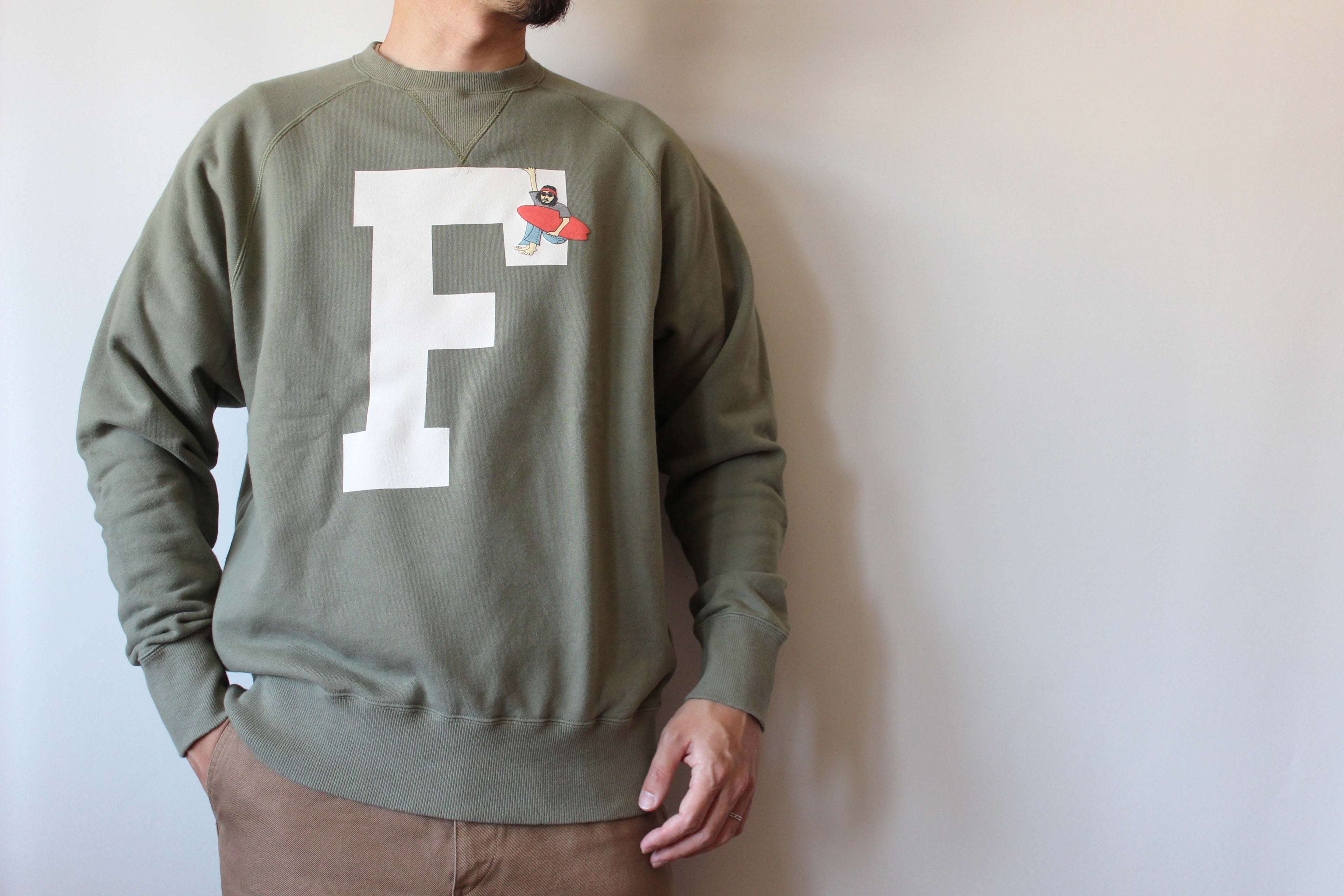 "FRANK LOGO" ラグランクルースウェット