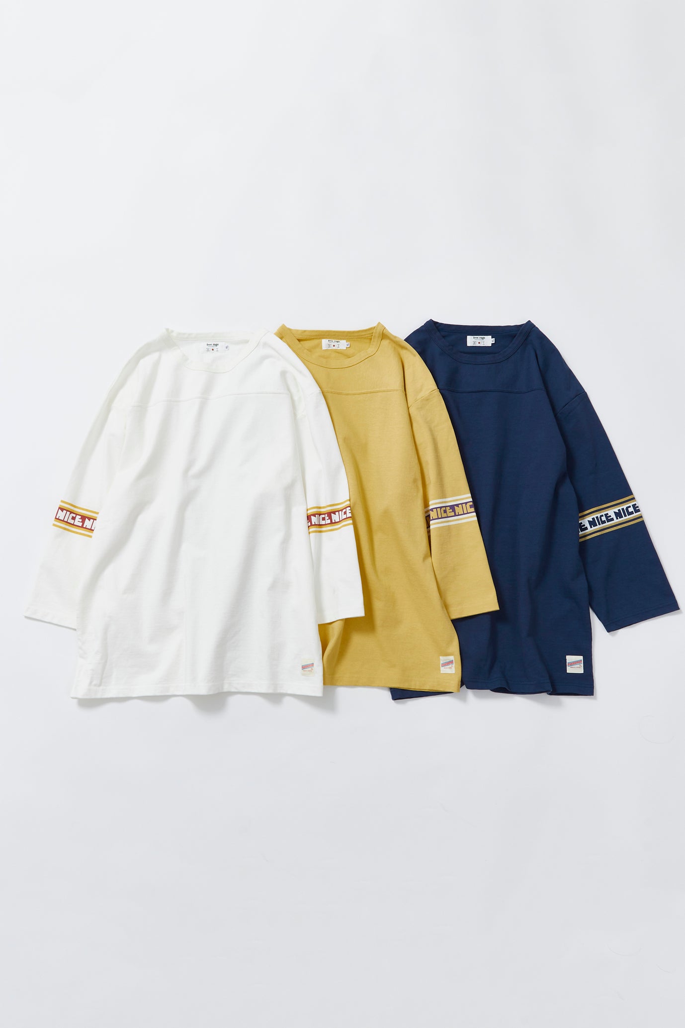 "NICE" フットボール七分袖Tee