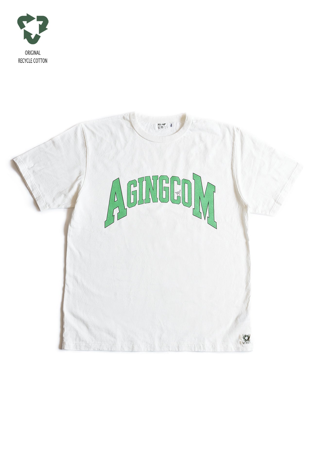 "AGINGCOM" リサイクルコットンTee