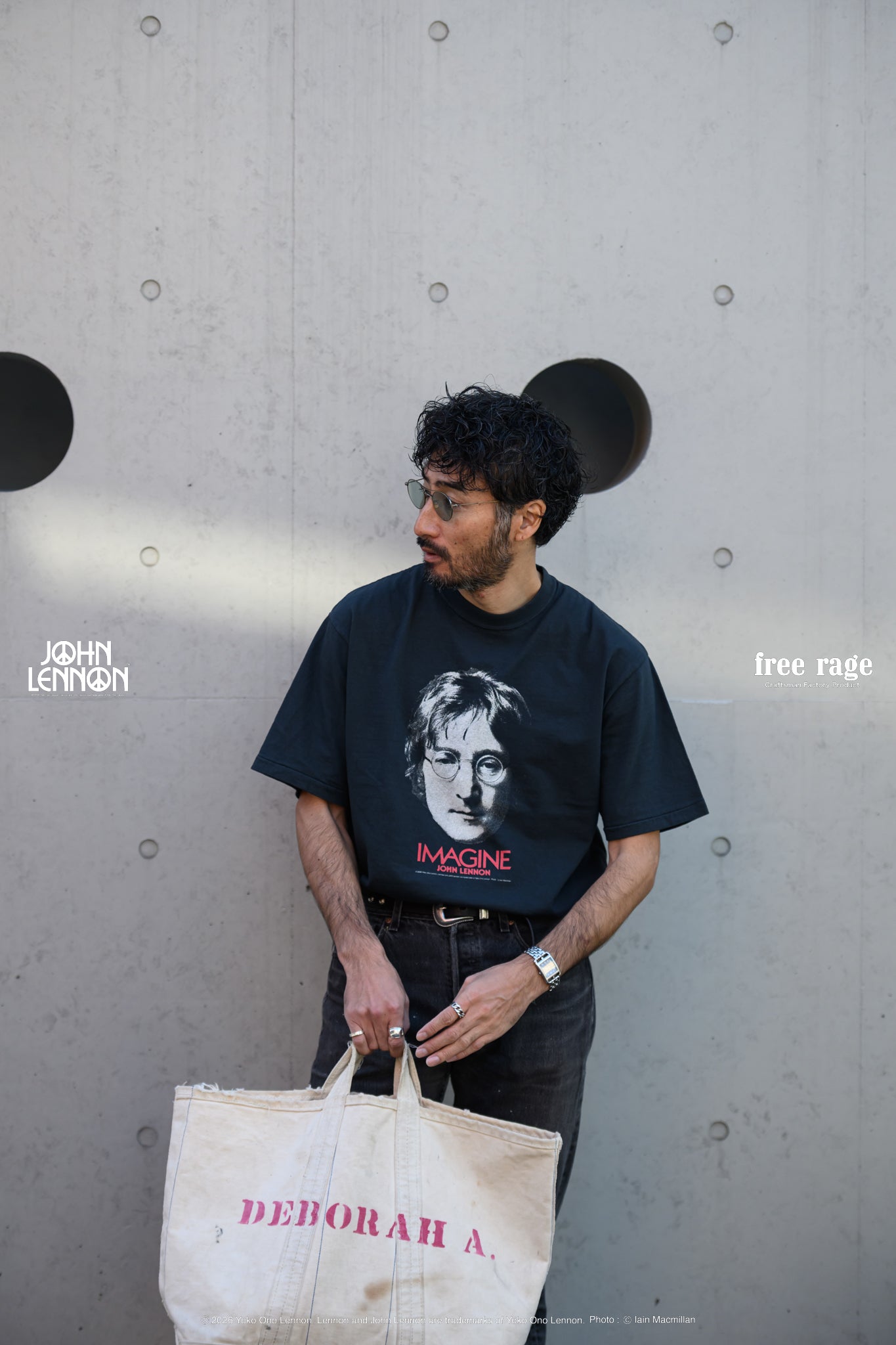 【John Lennon×free rage】Portrait リサイクルコットン半袖Tシャツ