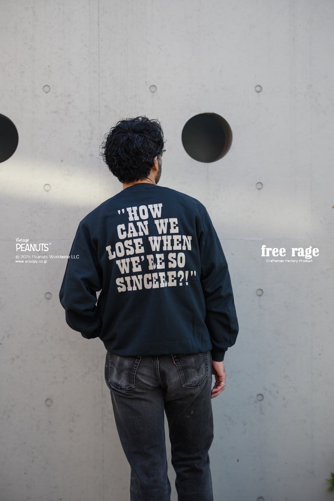 予約商品・【PEANUTS×free rage】CharlieBrown ラグランクルースウェット